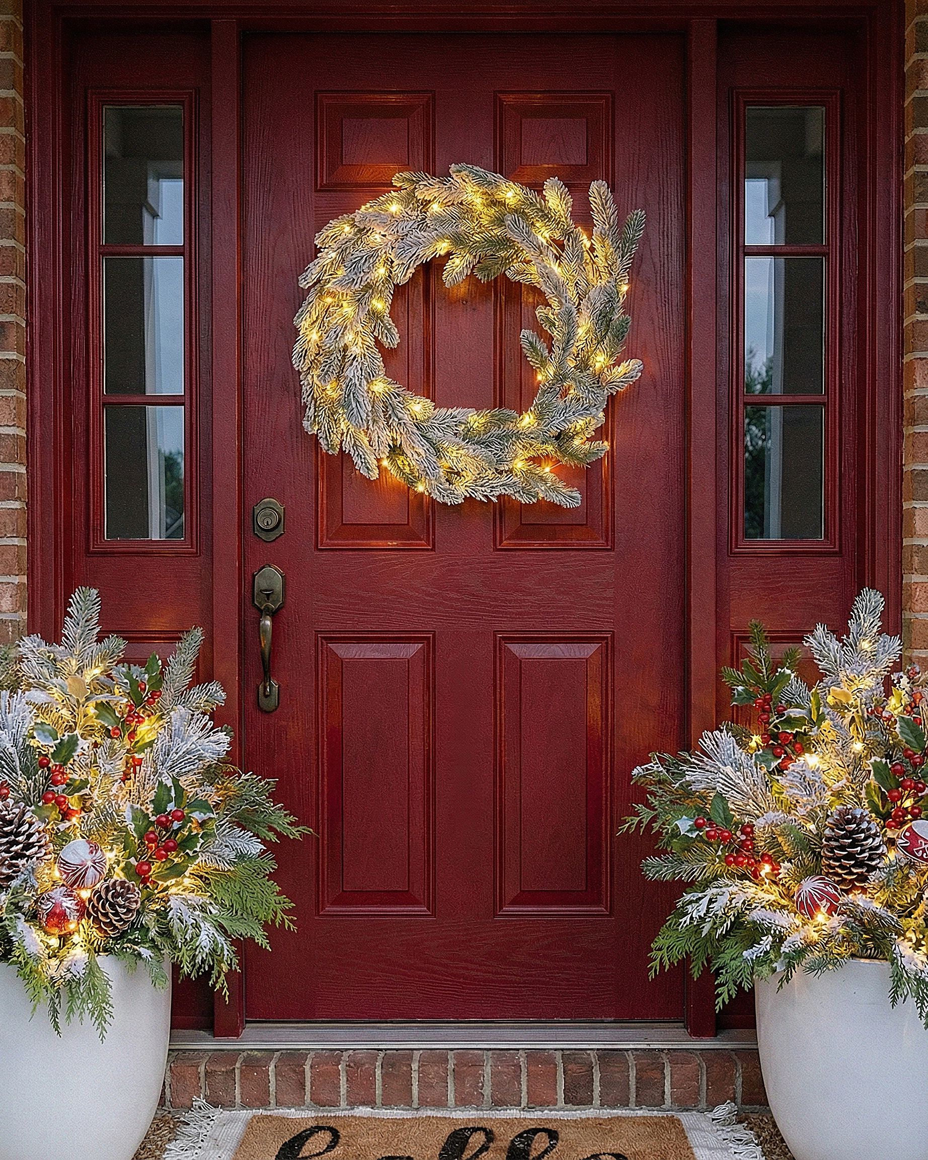 Snowy Christmas Wreath LED ALBINI Green 45 cm