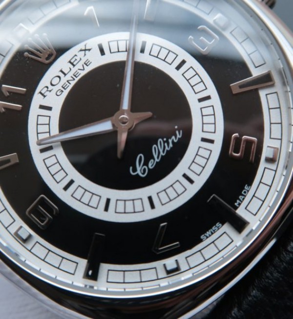 Replica Rolex Cellini Danaos 4243 SS Black/White Dial Black Leather Strap A2824 - Elite Watch Atelier