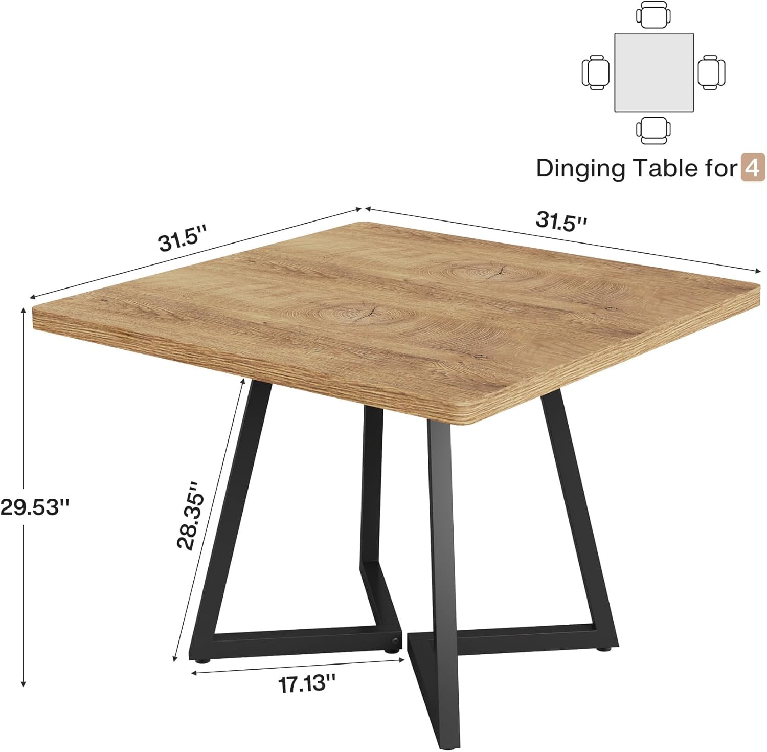 Tribesigns Square Dining Table for 2, 31.5