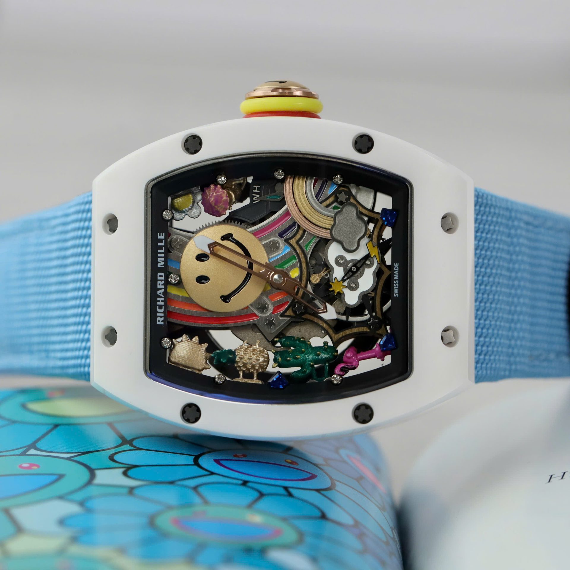 Richard Mille Copies Watches RM88 Smiley Fabic Nato Strap Blue 42mm - Top club