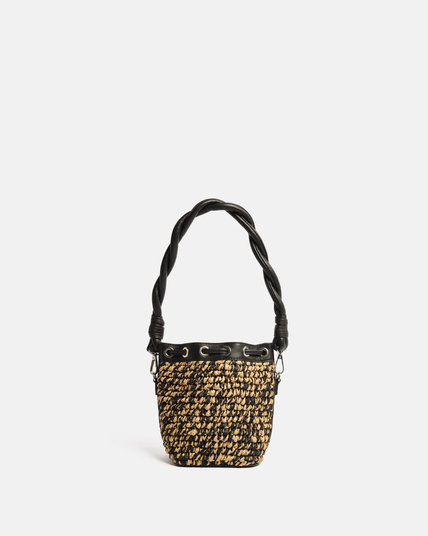 SAC NAJOUA/RAF - En cuir raphia noir