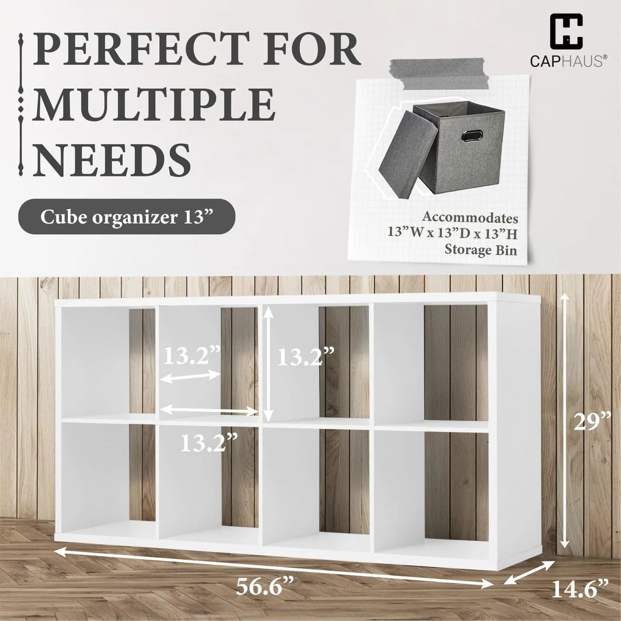 Sturdy Room 13-Inch Cube Storage Organizer Shelf, with Extra Thick Exterior Edge, Open Storage Shelf Divider, Bookcase, 6-Cube / 8-Cube / 9-Cube, Colors Available in Grey Oak and White - Image 3