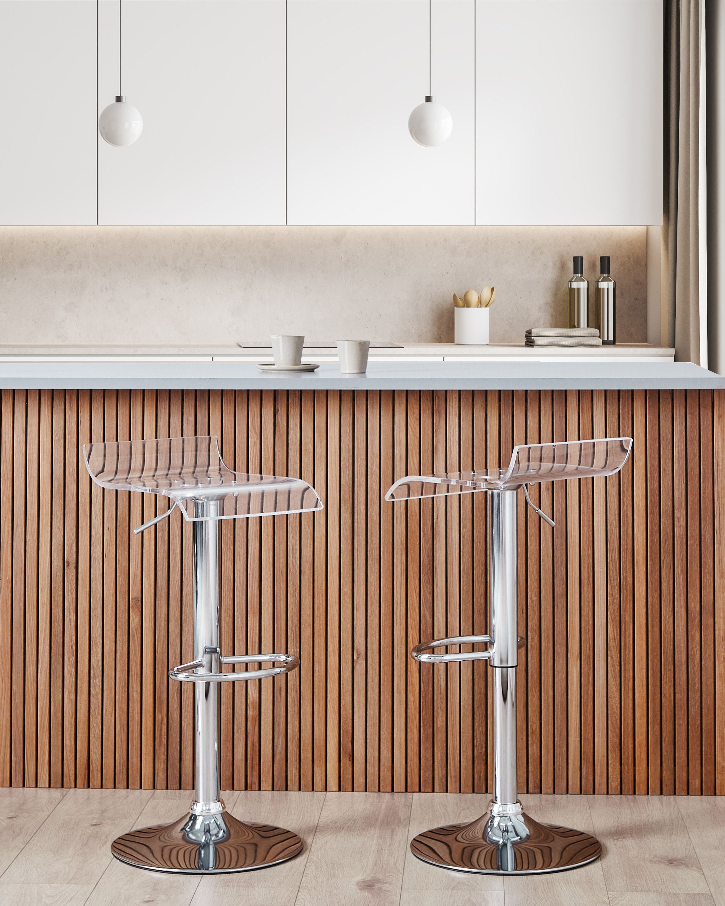 Set of 2 Bar Chairs NEUM Swivel Transparent