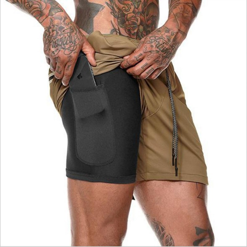 Men's 2 in 1 Running Workout Breathable Shorts With Phone Pockets 19 Colors