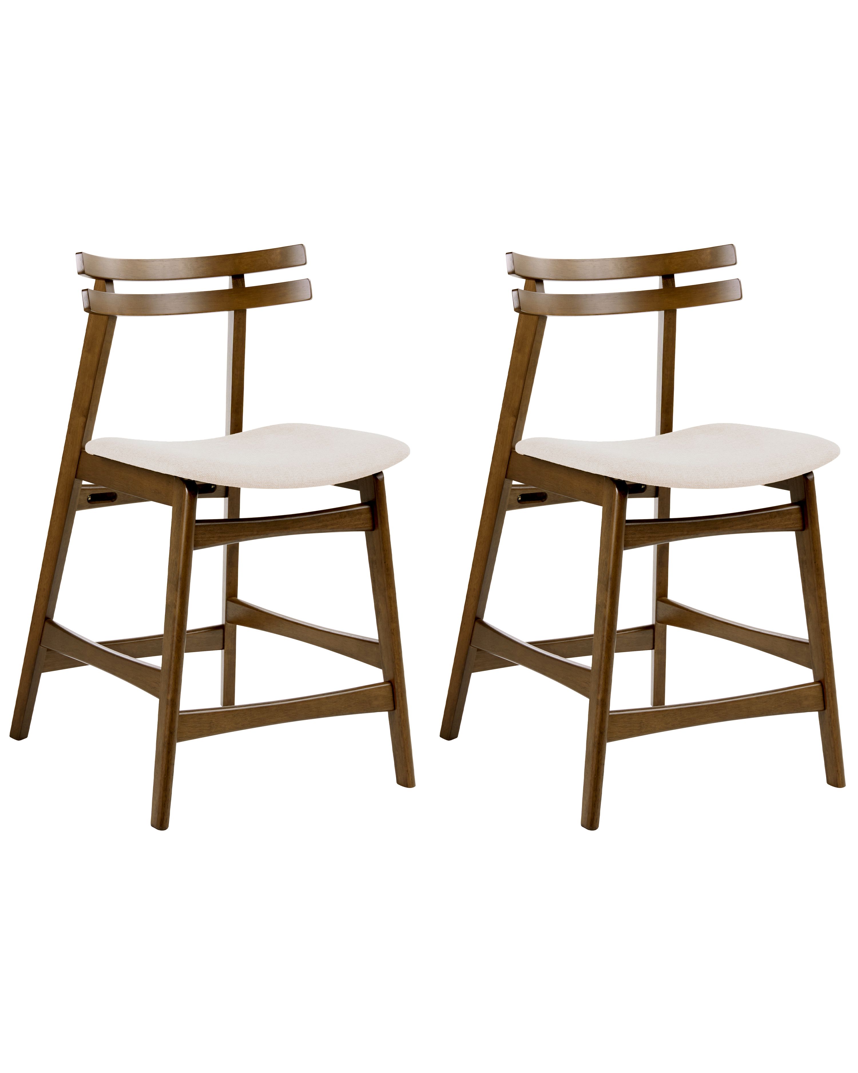 Set of 2 Bar Chairs CYNTHIANA Wood Brown/ Off-White