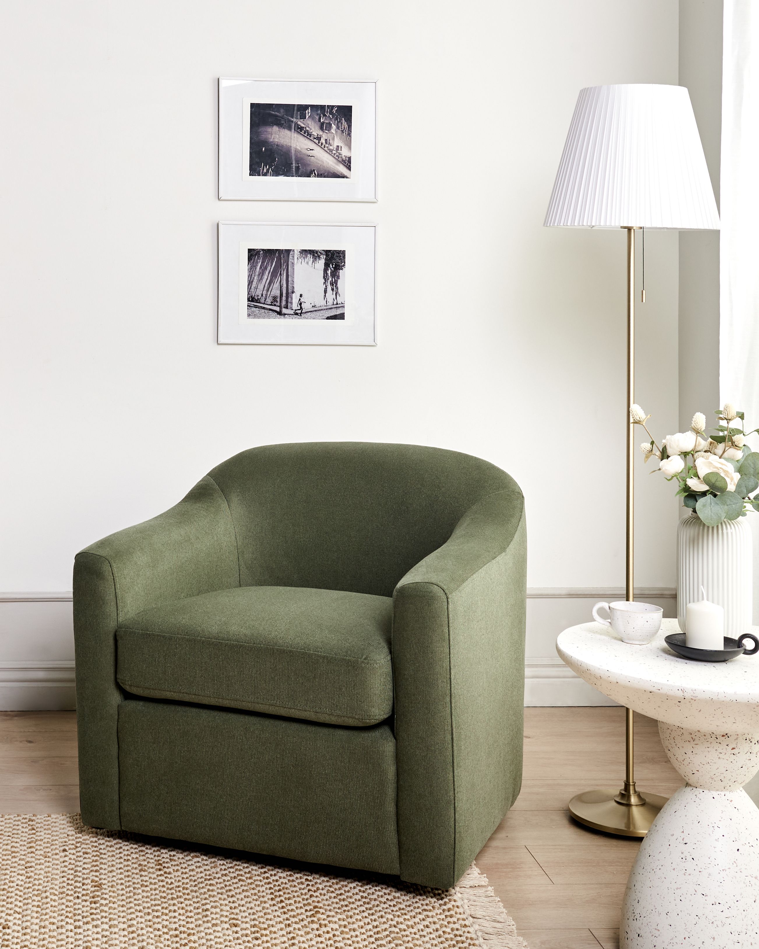 Swivel Armchair MAGNOR Fabric Dark Green