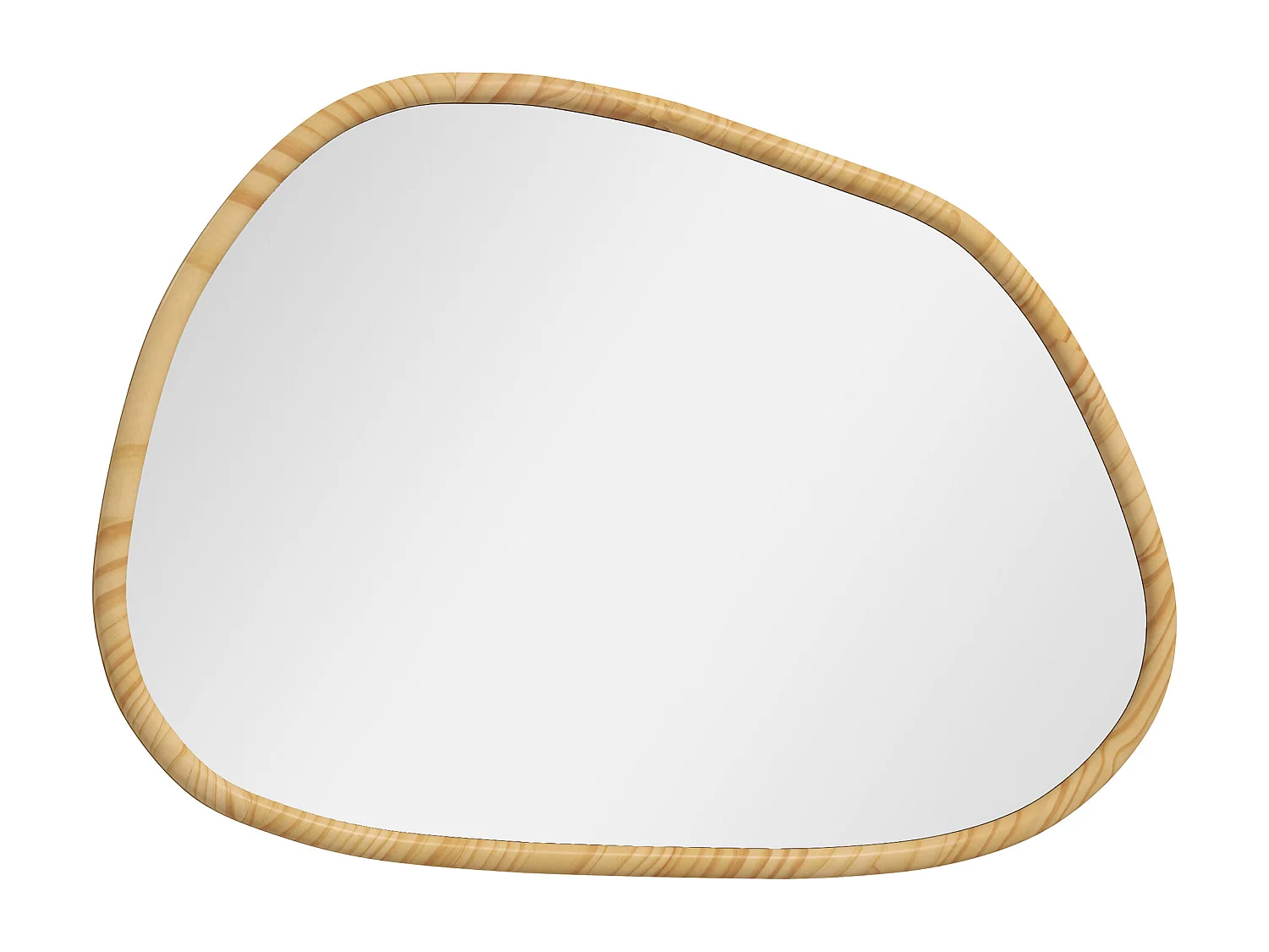 Miroir mural décoratif forme organique dim. 70L x 50H cm cadre bois de pin verni