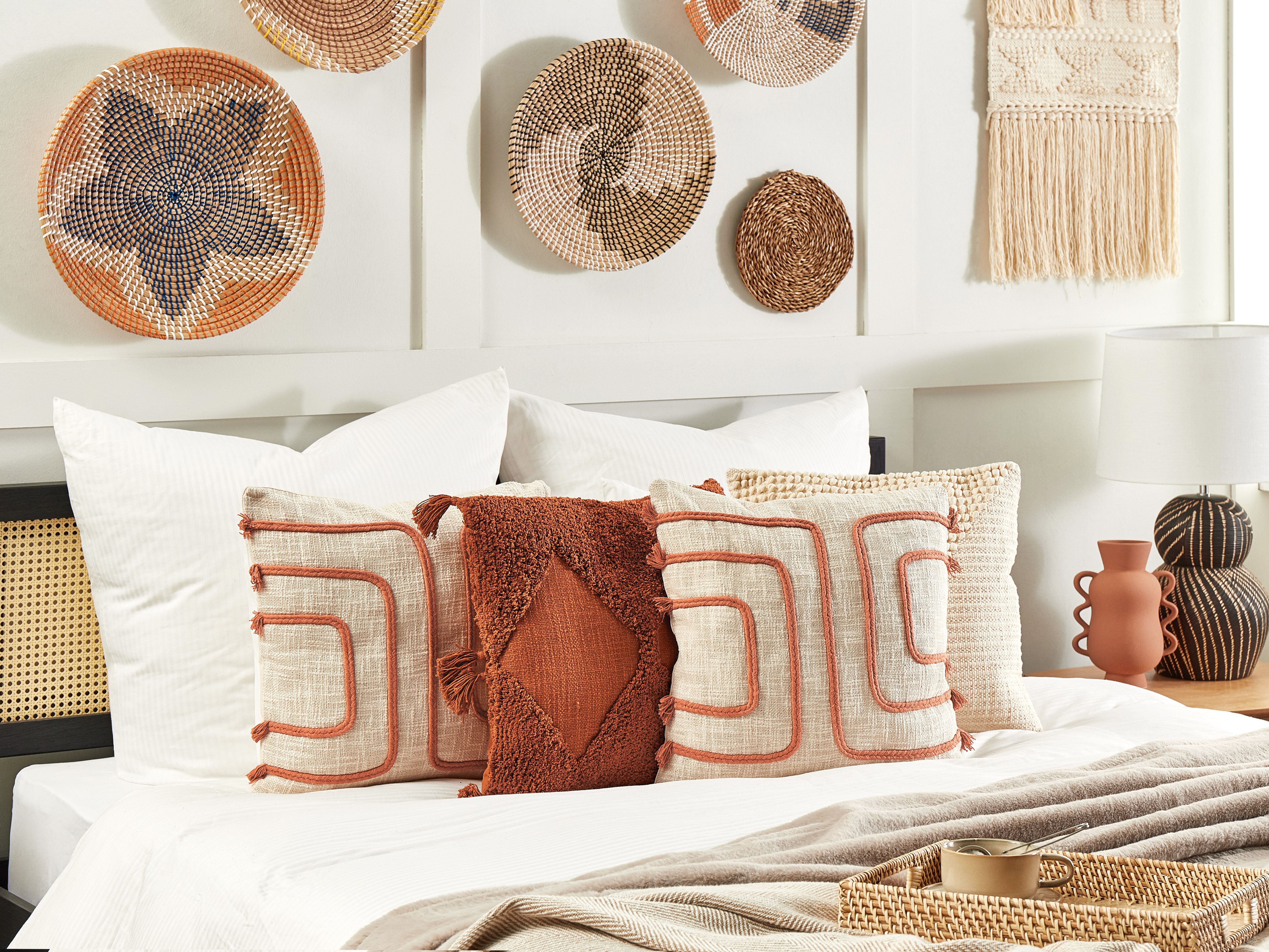 Throw Cushion PLEIONE Cotton 45 x 45 cm Coral Abstract Pattern