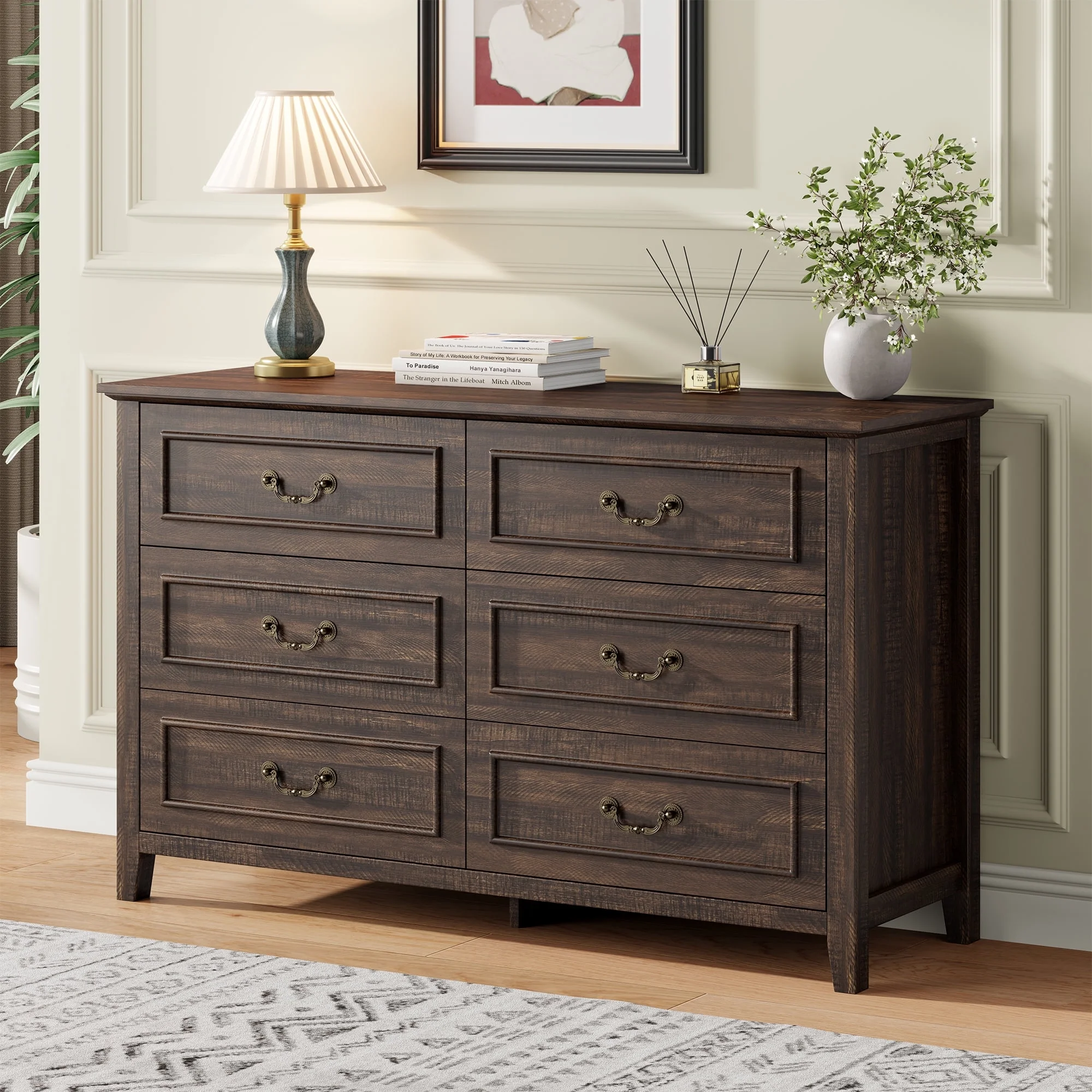 GIKPAL White Dresser for Bedroom, 6 Drawers Wood Dresser with Antique Handles, Farmhouse Rustic Chest of Drawers for Bedroom, Living Room, Entryway & Hallway - Image 16