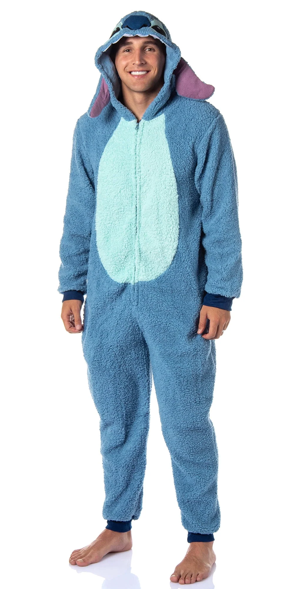 Disney Lilo And Stitch Adult Unisex Stitch Costume Sherpa Fleece One Piece Pajama Union Suit - Image 2 Disney Lilo And Stitch Adult Unisex Stitch Costume Sherpa Fleece One Piece Pajama Union Suit - Image 2