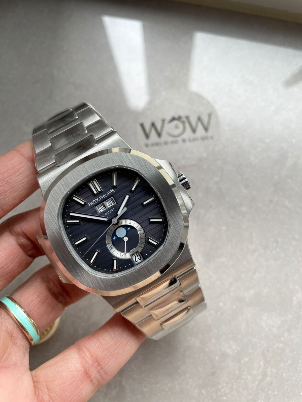 Replica PATEK PHILIPPENautilus 5726 Full Function Moonphase PPF 1:1 Best Blue Dial A324 - Elite Watch Atelier