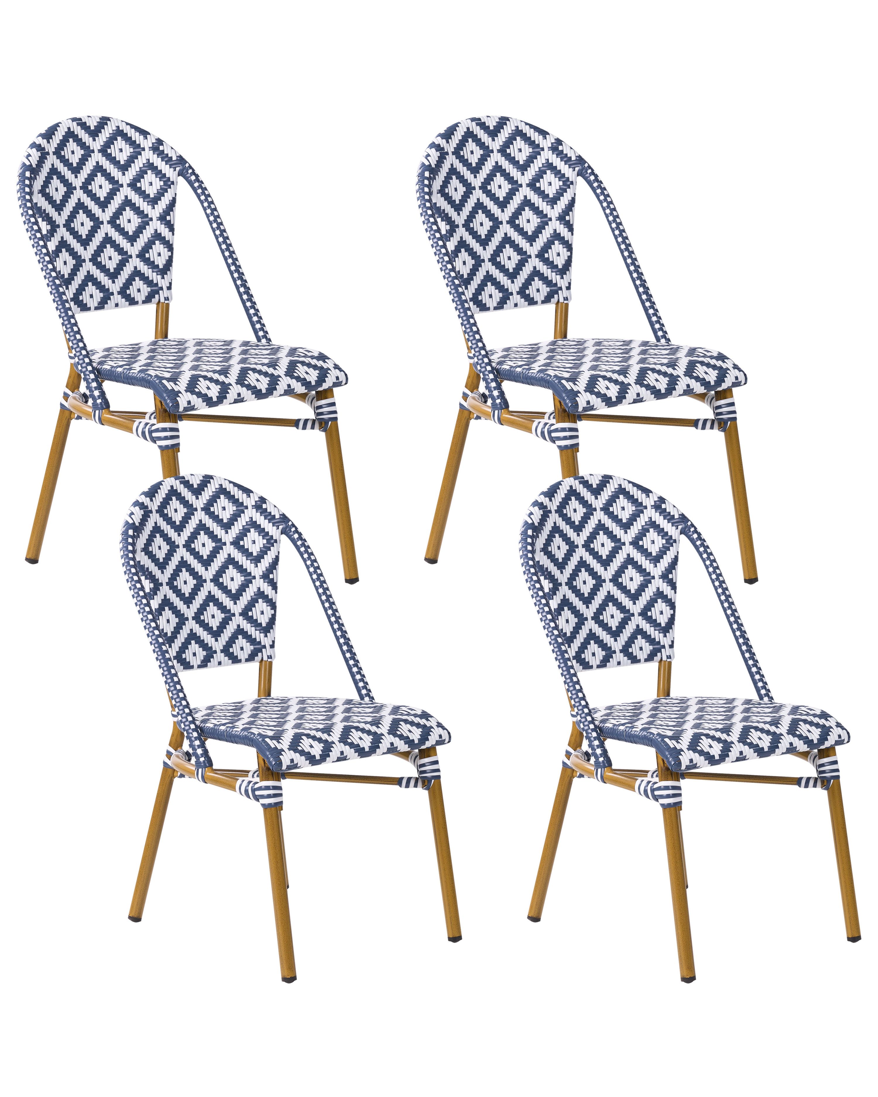 Set of 4 Garden Chairs RIFREDDO PE Rattan Blue