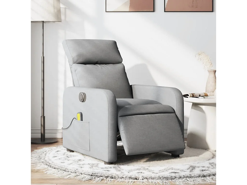 Fauteuil inclinable électrique-Fauteuil de massage de Salon gris clair tissu SHL1481