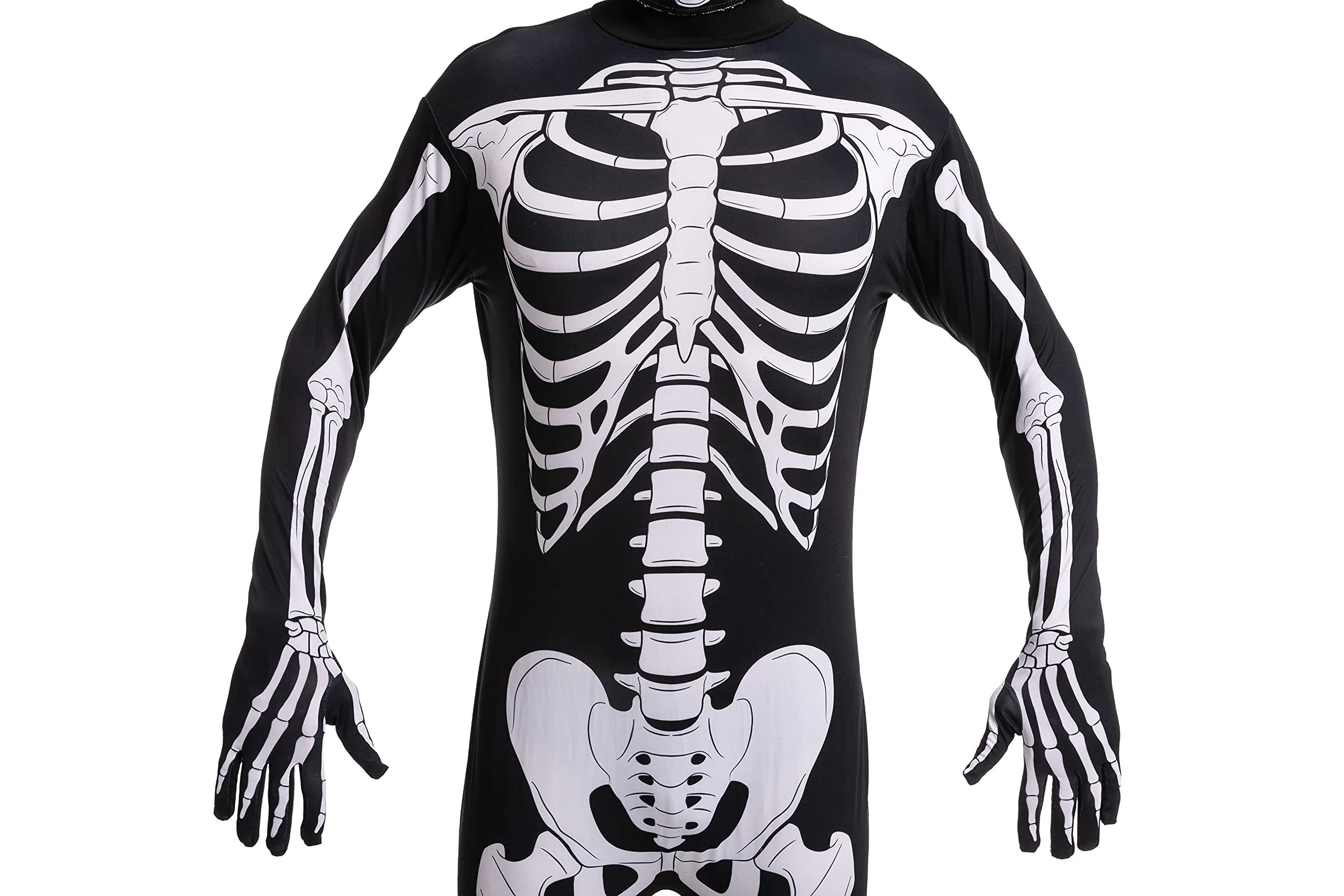 Joyfy Skeleton Costume for Adults, Skeleton Bone Bodysuit Halloween Costumes for Men with Skeleton Hood Mask, Halloween Party Fancy Dress-up - Image 7 Joyfy Skeleton Costume for Adults, Skeleton Bone Bodysuit Halloween Costumes for Men with Skeleton Hood Mask, Halloween Party Fancy Dress-up - Image 7