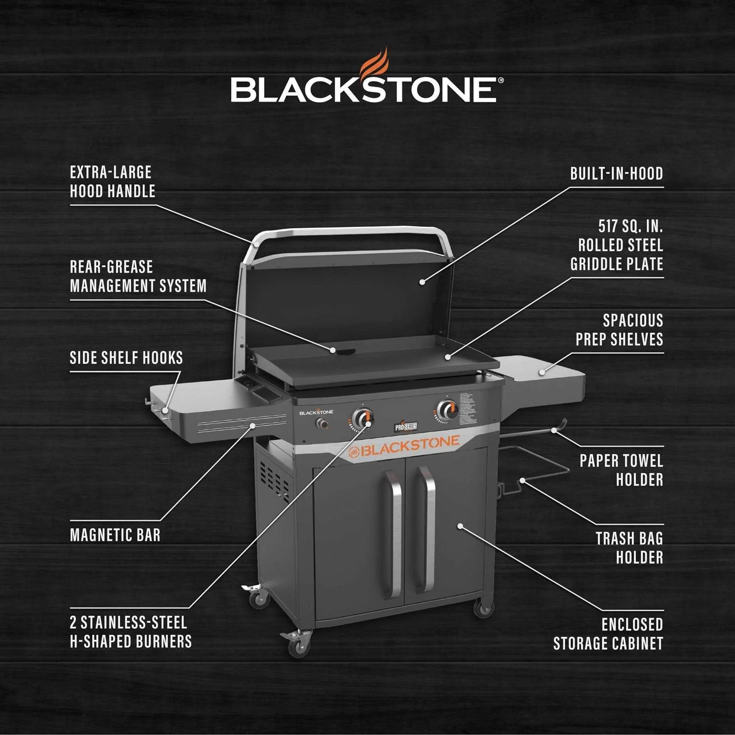 Blackstone ProSeries 2 Burner 28 inch Outdoor Cabinet Griddle With Hood - Image 2 Blackstone ProSeries 2 Burner 28 inch Outdoor Cabinet Griddle With Hood - Image 2
