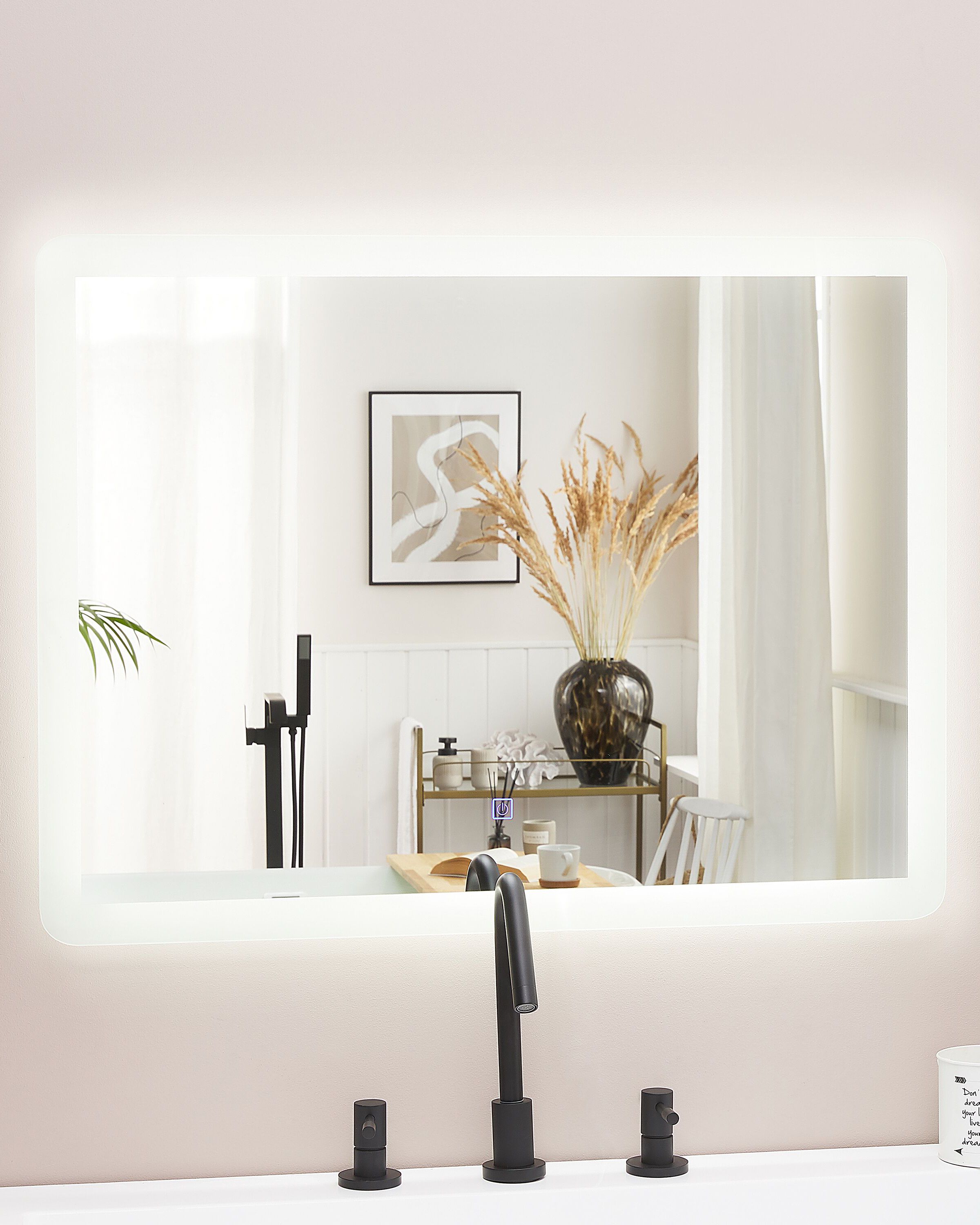 LED Bathroom Mirror CORROY 80 cm 60 cm Silver