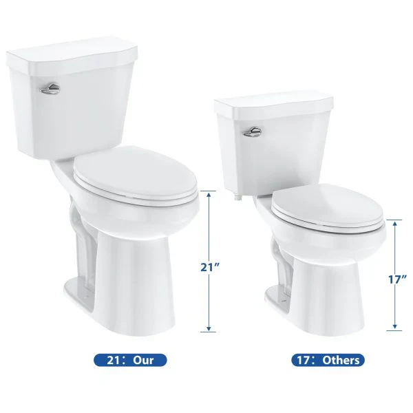 21Toilet, Elongated Toilets for Bathrooms, Two-Piece Toilet with Soft Close Seat, 1.28 Siphonic Flush Toilet with Universal Height ADA Cotton White