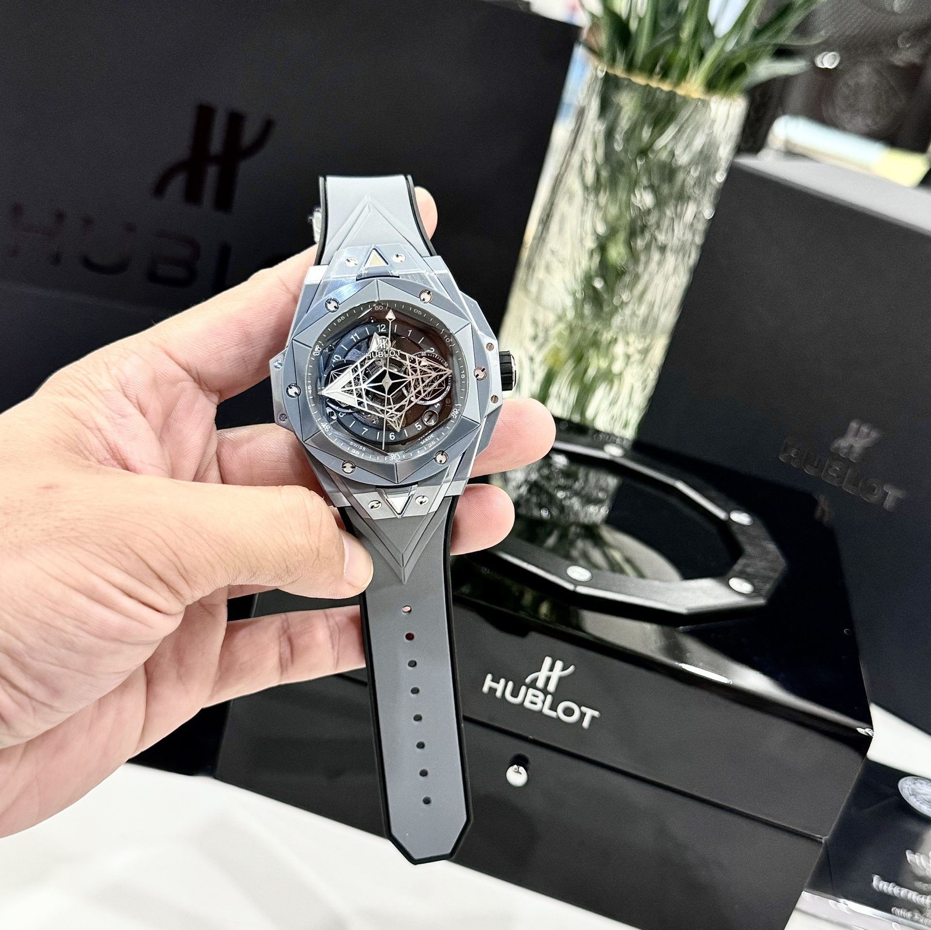 Hublot Replica 1:1 Watch Big Bang Sang Bleu ll Ceramic Gray Factory BBF 45mm - Elite Watch Atelier