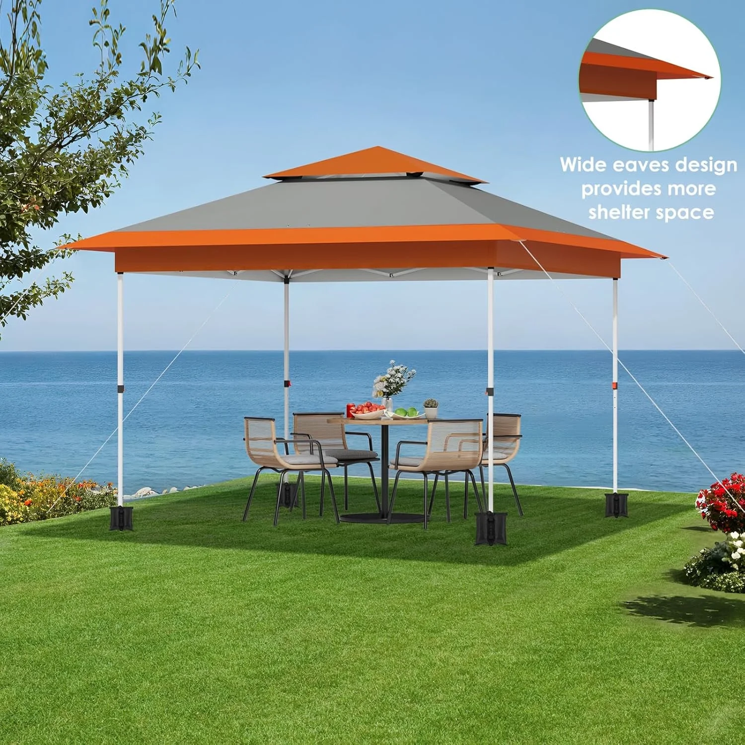 Pirecart 12' x 12' Pop-up Canopy Tent Waterproof Outdoor Gazebo Shelter with Wheeled Bag, Instand Canopy , White - Image 33