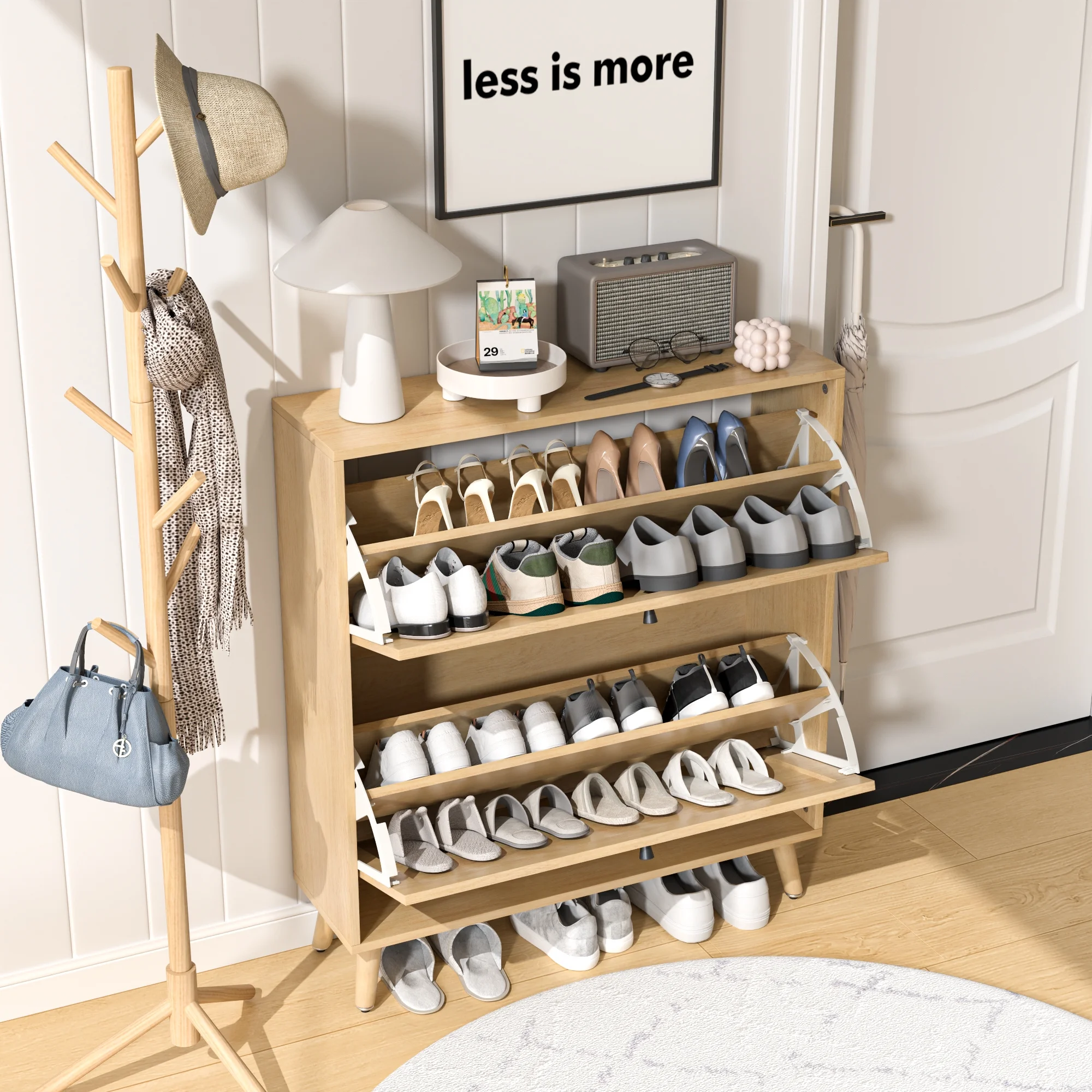 Shoe Storage Cabinet with 2 Flip Drawers, Modern Shoe Cabinet Storage for Entryway, Entryway Shoe Storage - Image 22