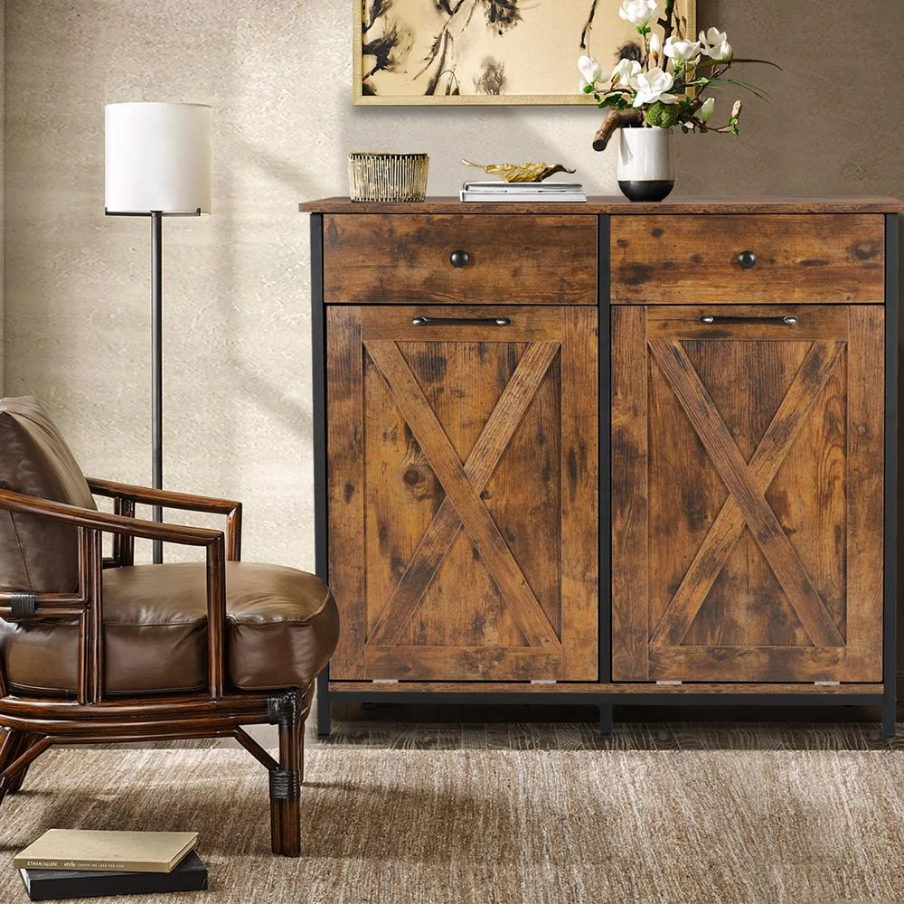 Eclife 20 Gallons Double Tilt Out Trash Cabinet Wood Tabletop, Upgrade Gray, WB010GY - Image 37
