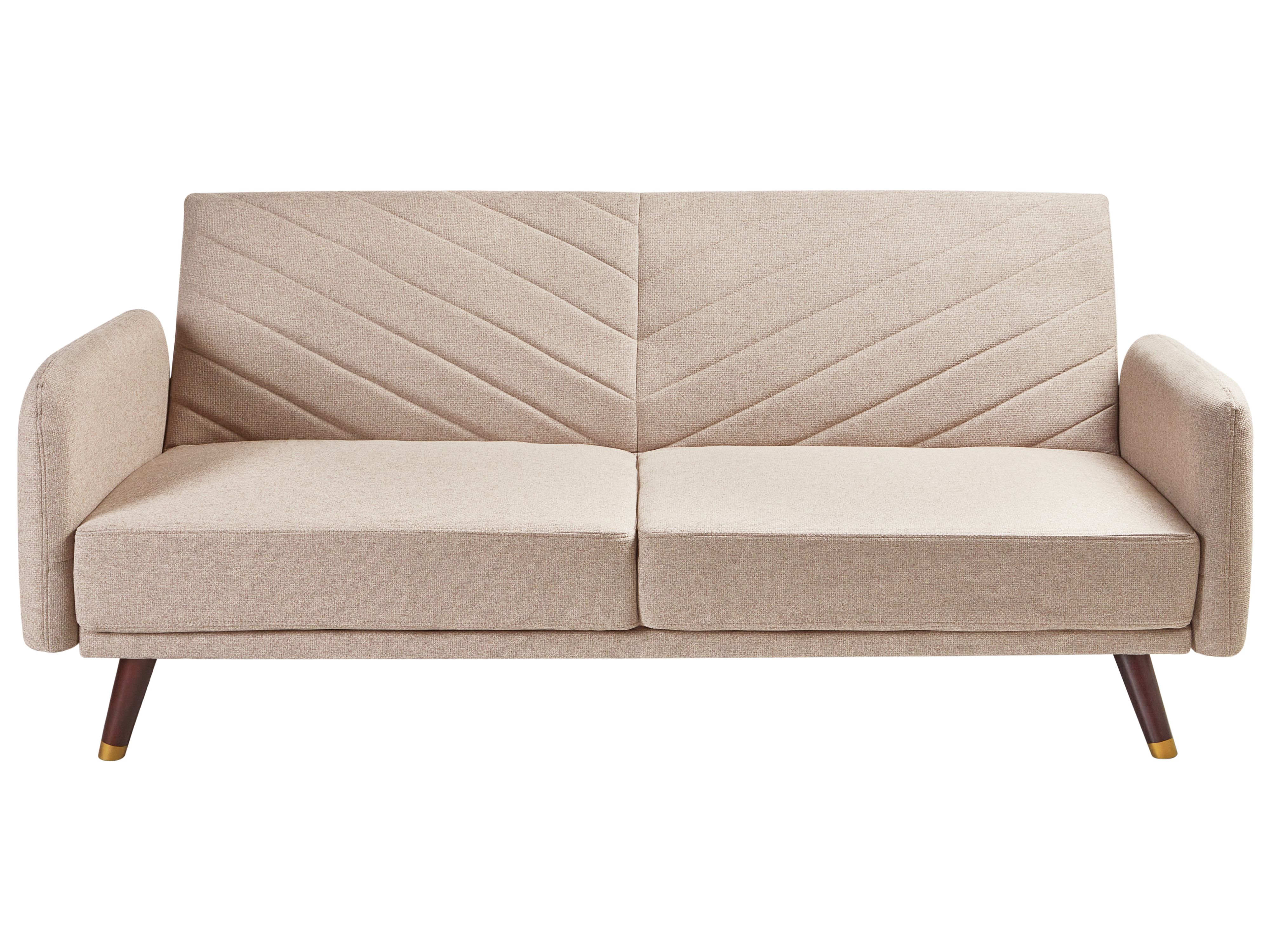 Sofa Bed 3 Seater SENJA Faux Linen Light Brown