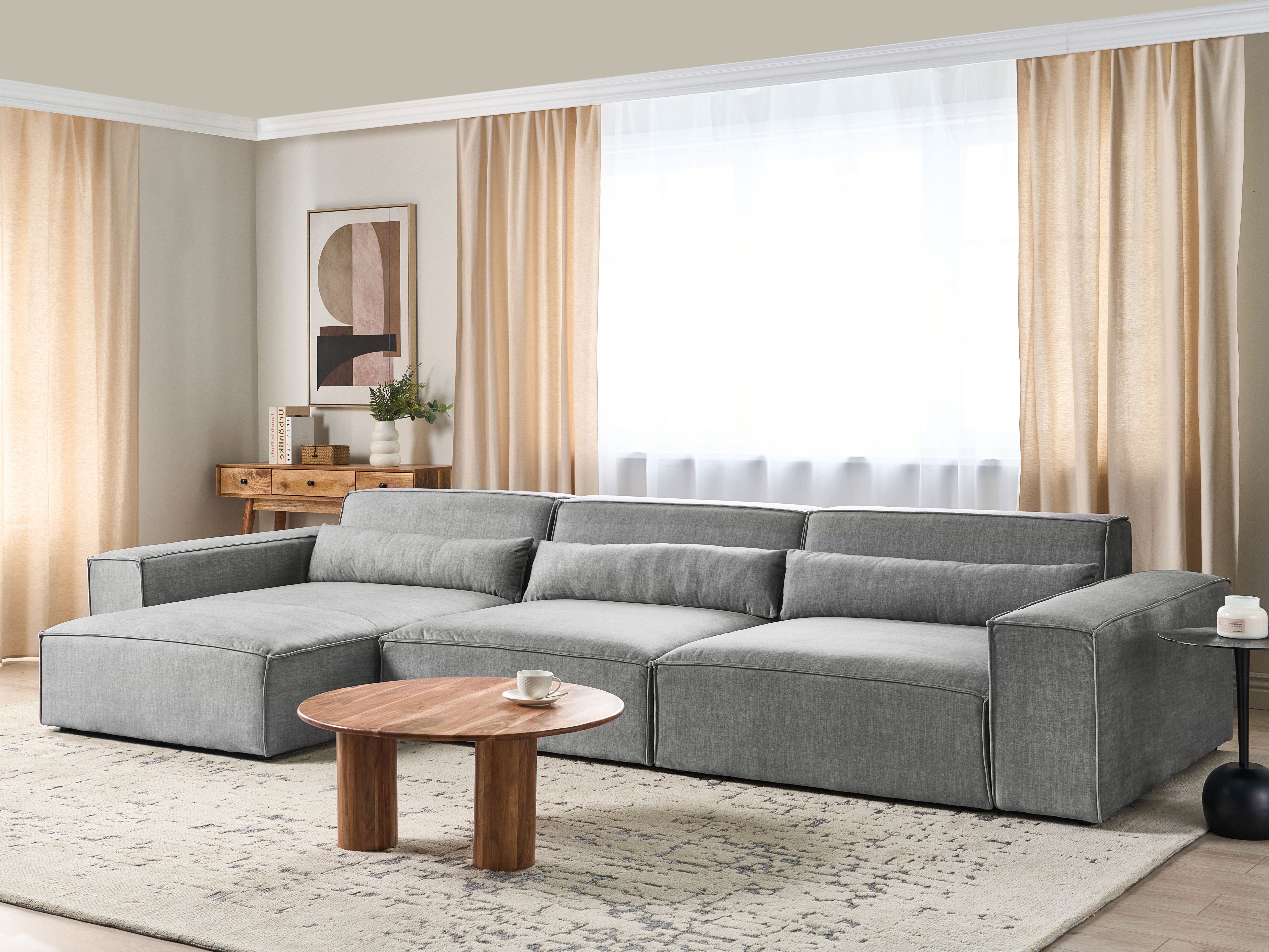 Modular Corner Sofa 4 Seater HELLNAR Fabric Grey Right Hand