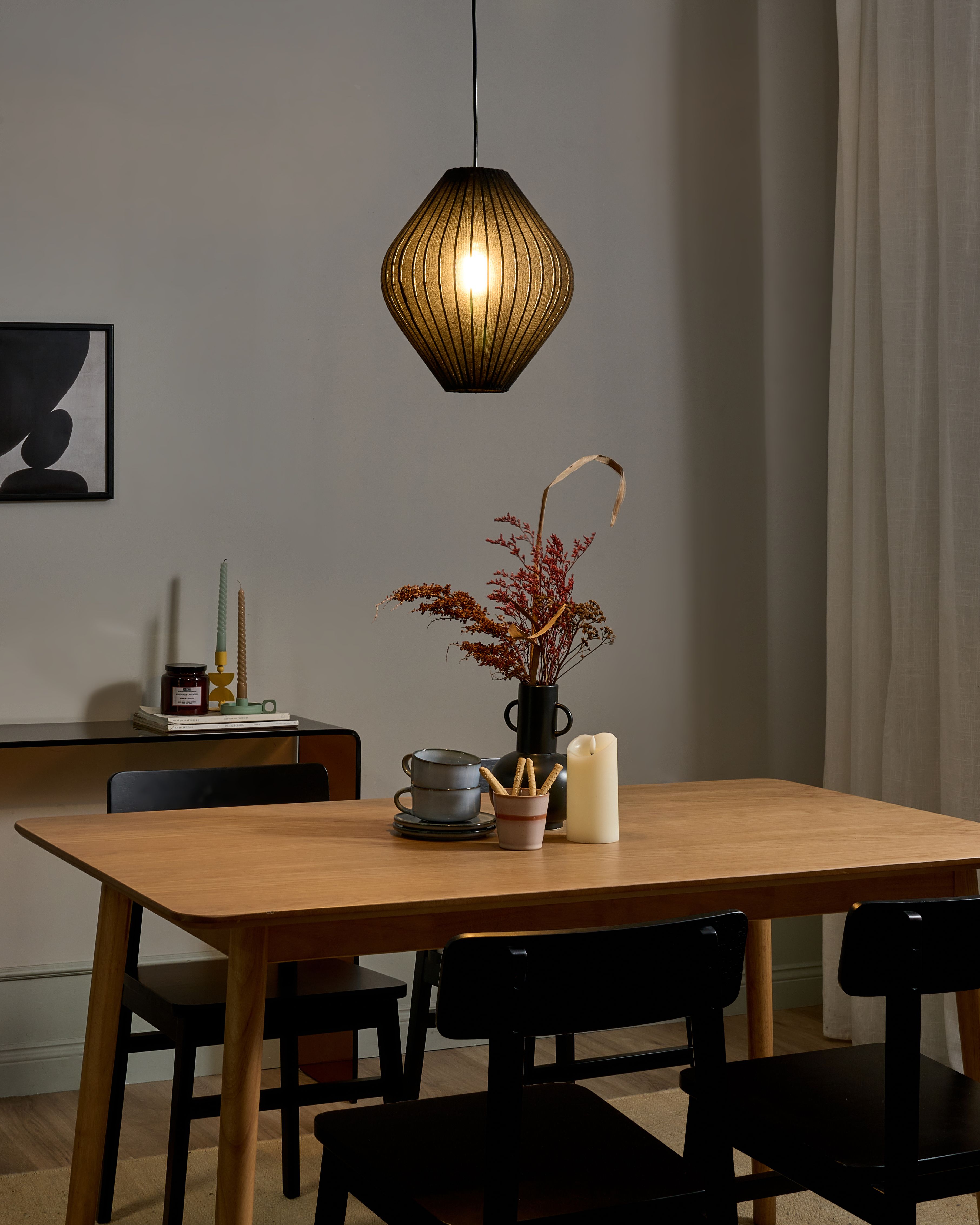 Pendant Lamp ALME Fabric Black