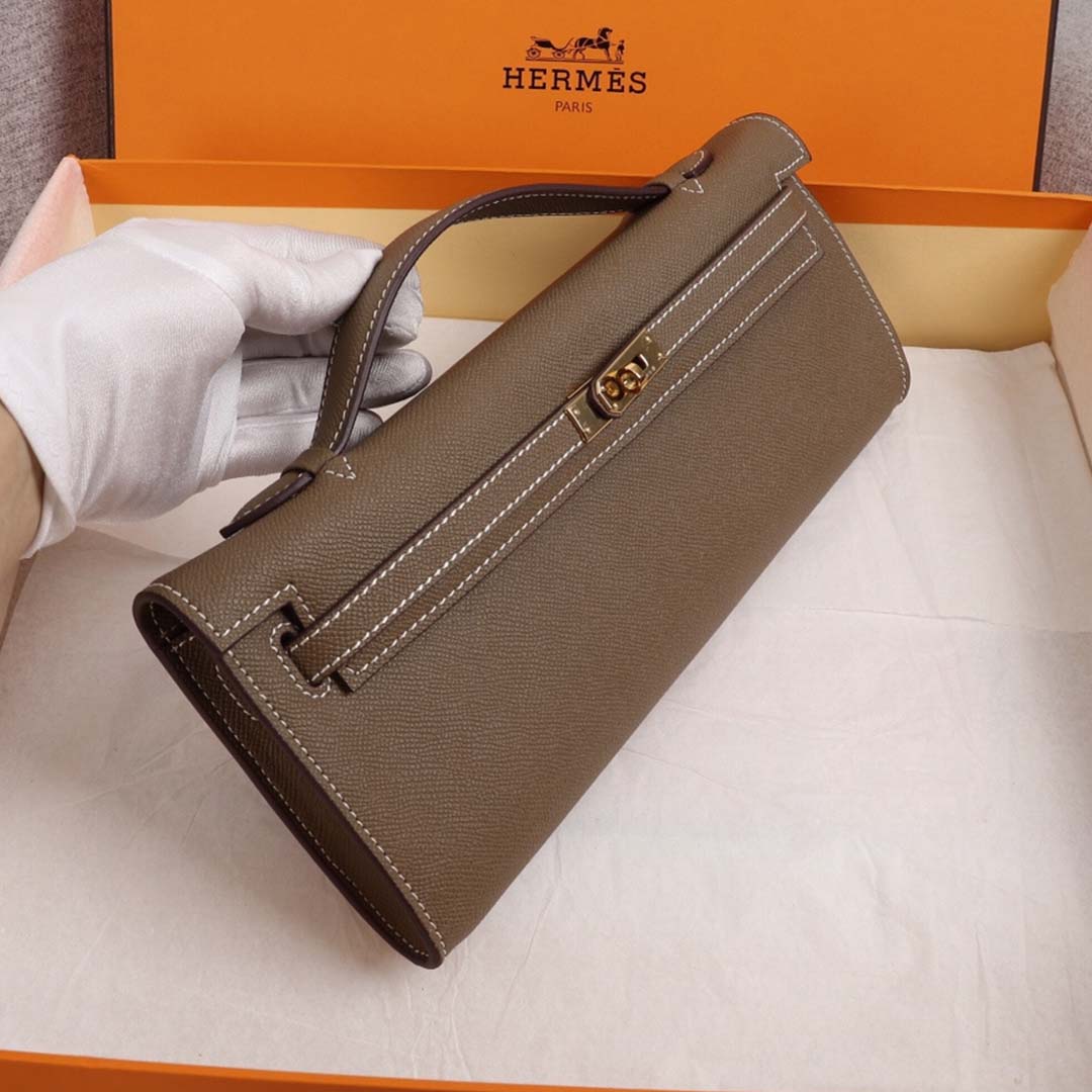 Replica Hermes Aaa-Kelly Cut Pochette Black/Brown/Blue1:1High-quality replica