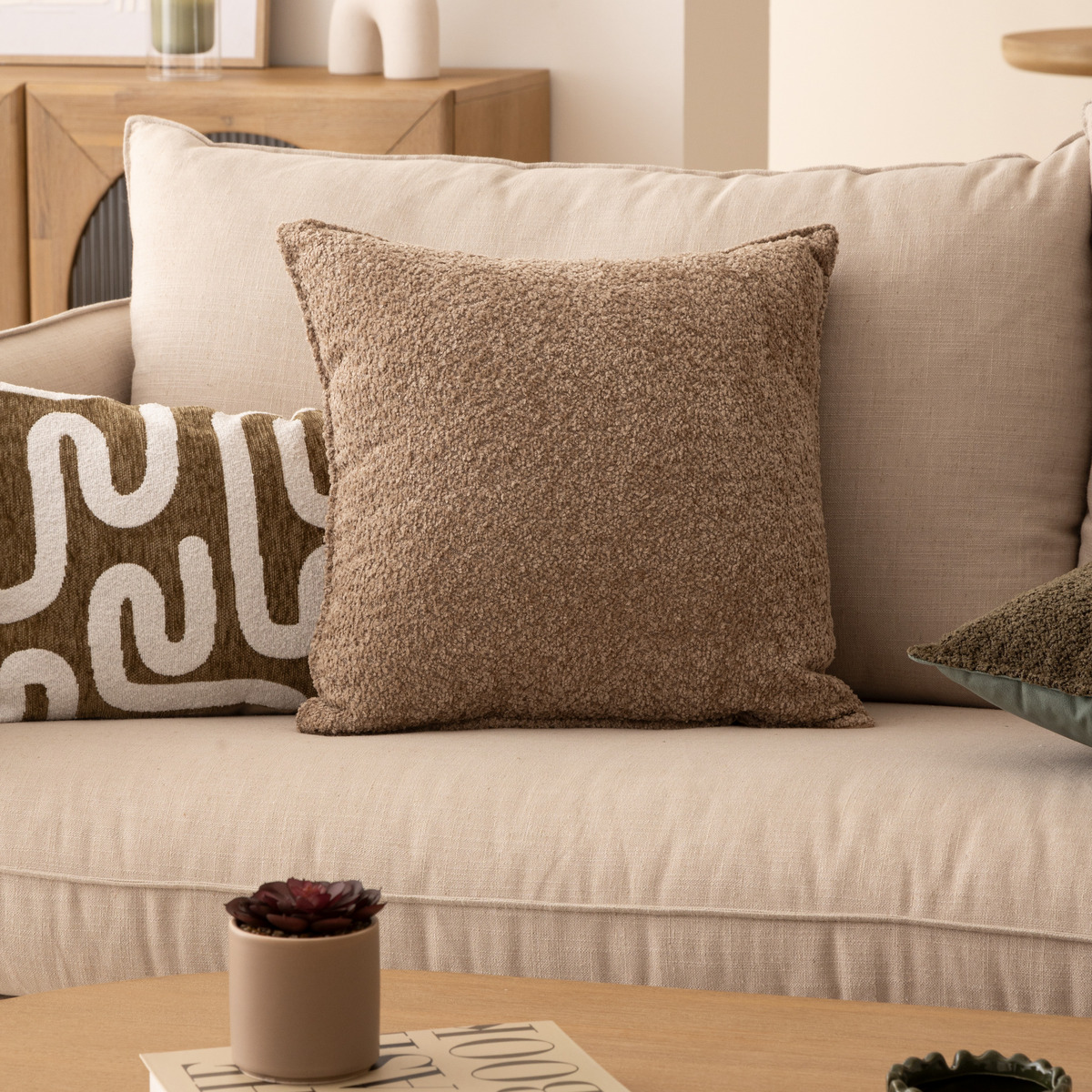 Terry cushion "Saona" Beige linen, 45x45 cm