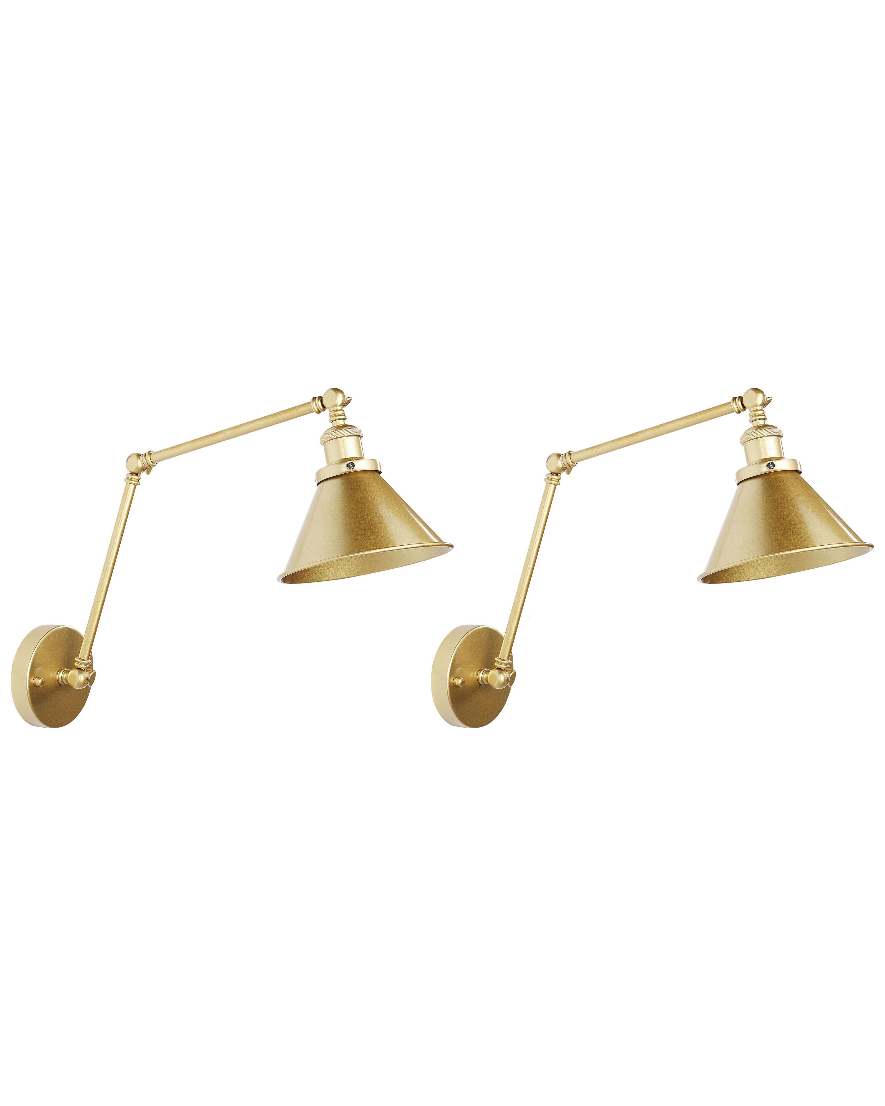 Set of 2 Wall Lamps NARVA Adjustable Metal Gold