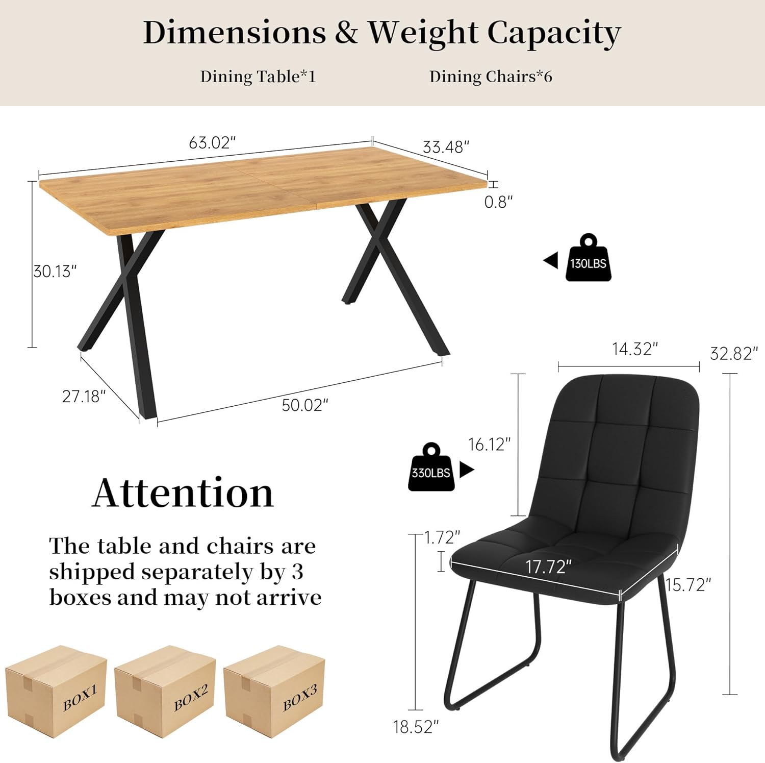 7-Piece Dining Table Set for 6 People, 63