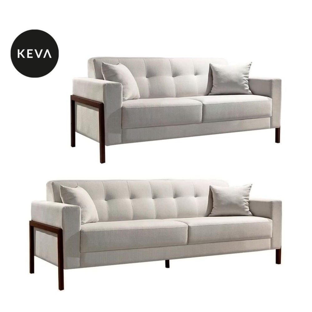 Conjunto de Sofá 2 e 3 Lugares Kivik Copenhague Algodão Cru