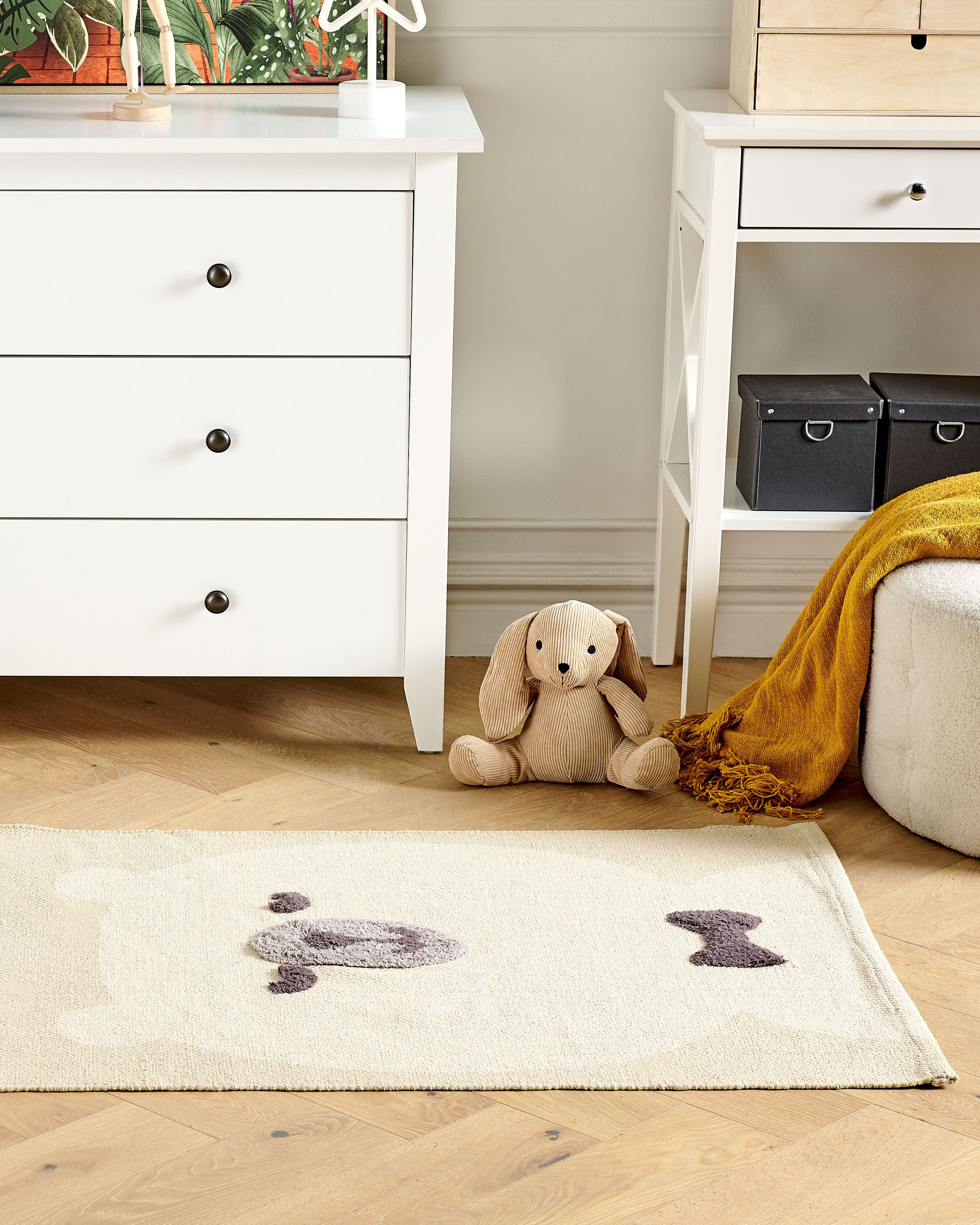 Kids Rug SIMAU Beige 80 x 150 cm Cotton
