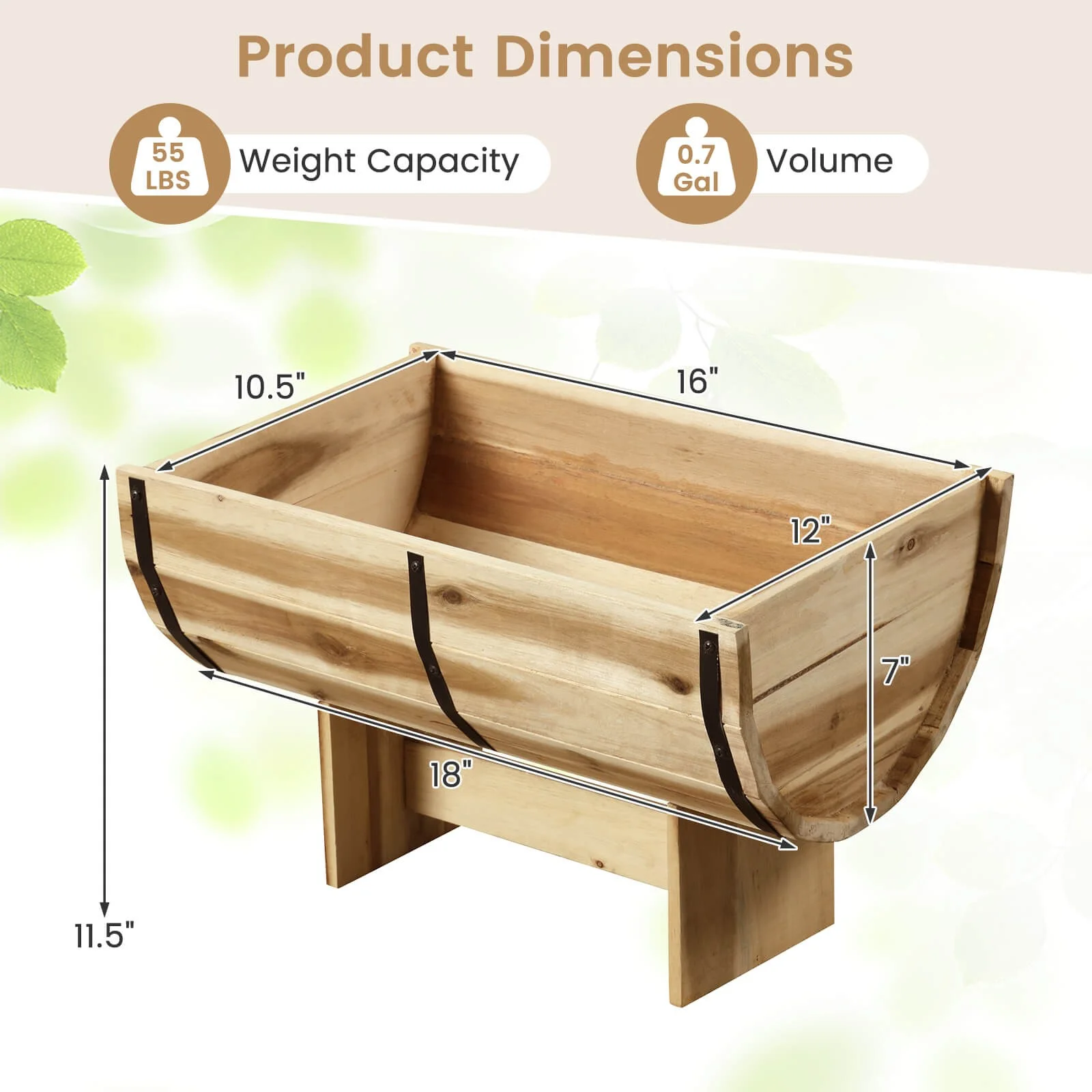 YJETYH Natural Wooden Planter Boxes, 2-Pack 18