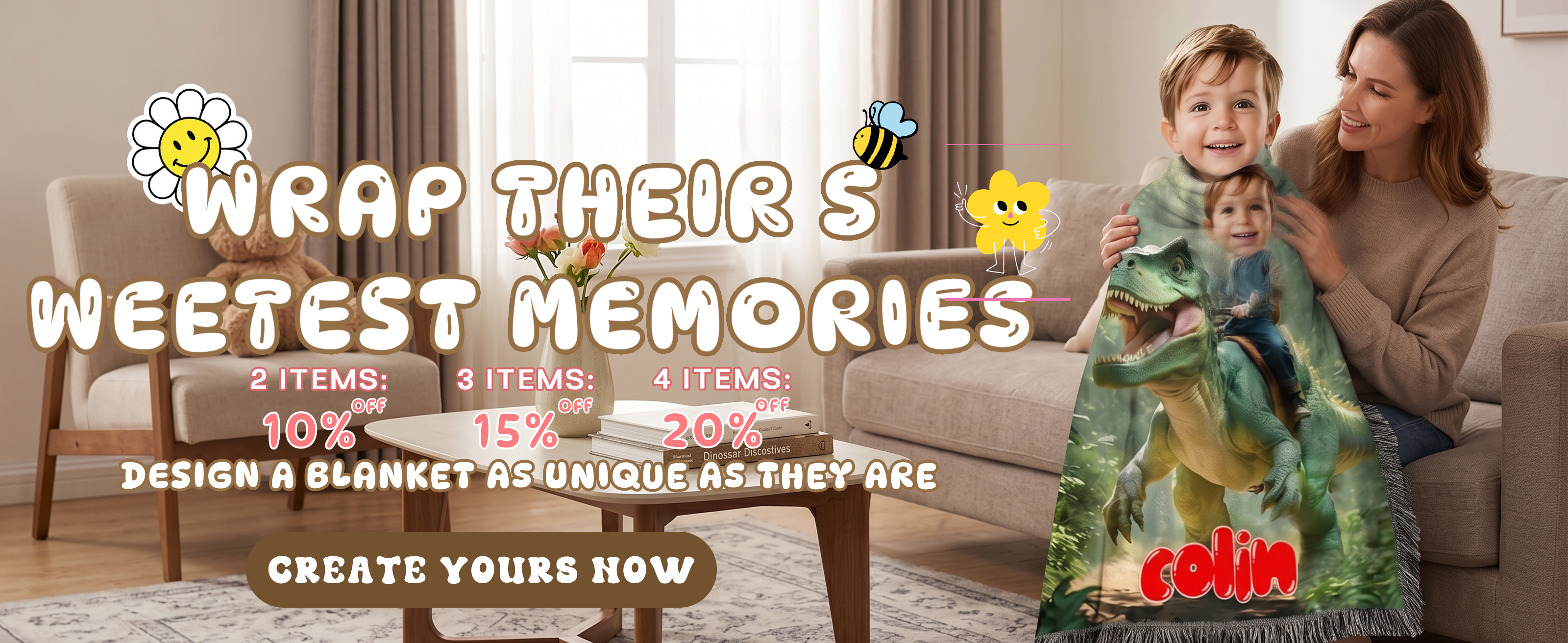 Personalized photo blanket for kids. 
