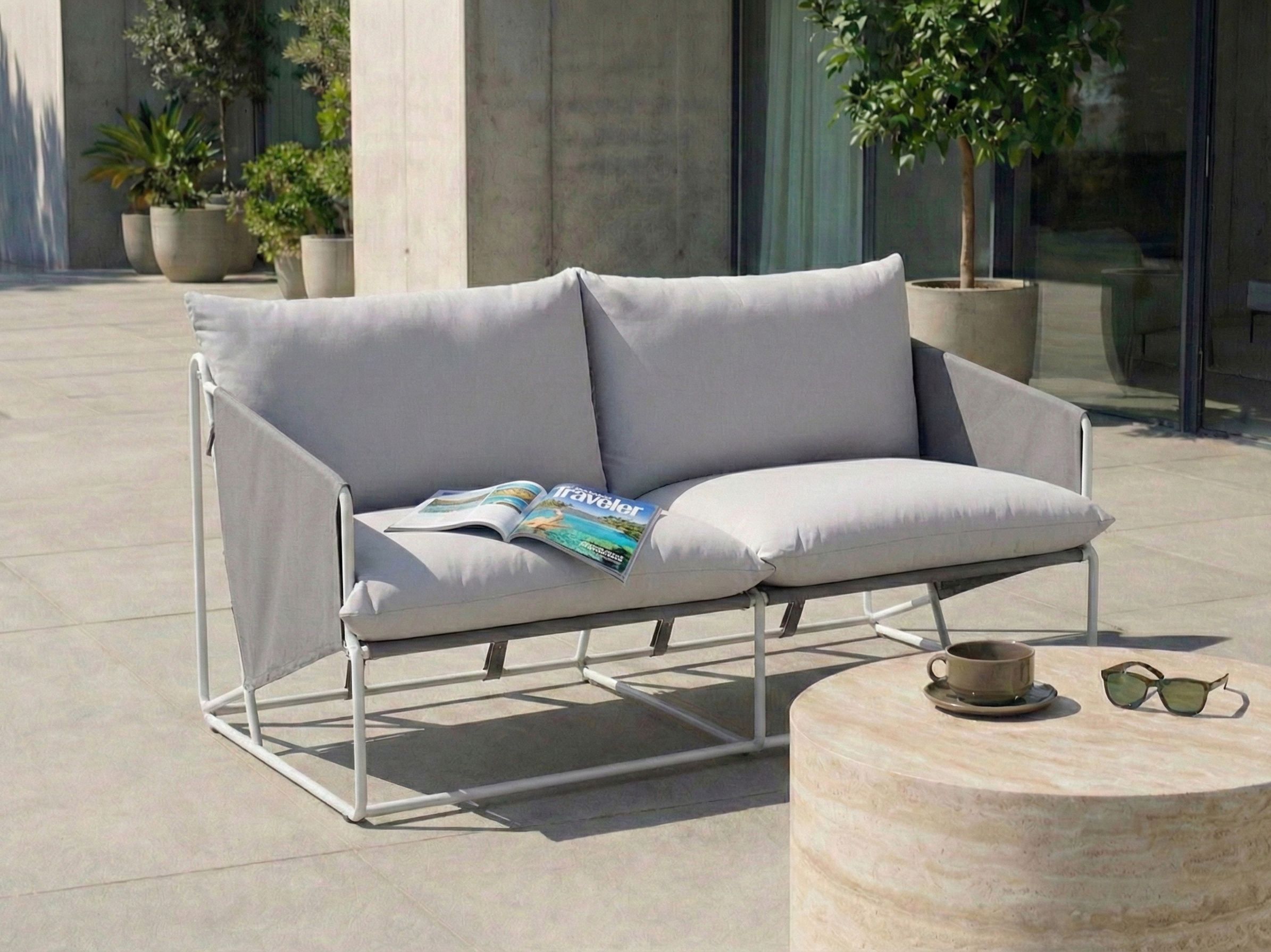 Garden Sofa 2 Seater PONTE Metal Grey