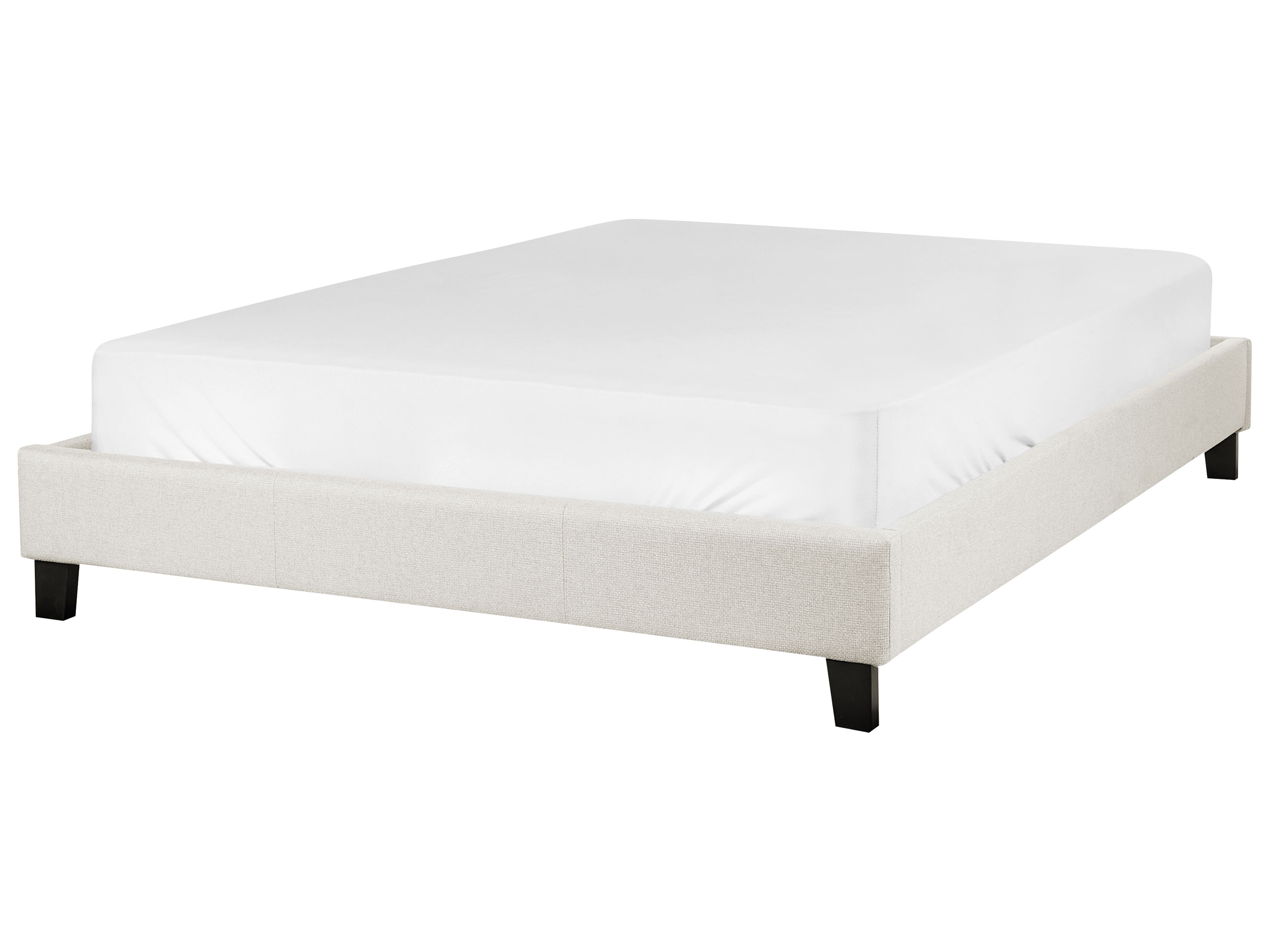 Bed without Headboard Fabric ROANNE 140 x 200 cm (EU Double) Light Beige