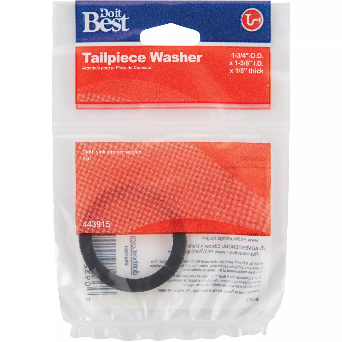 Do it Best 1-3/4 In. x 1-3/8 In. Black Rubber Slip Joint Washer
