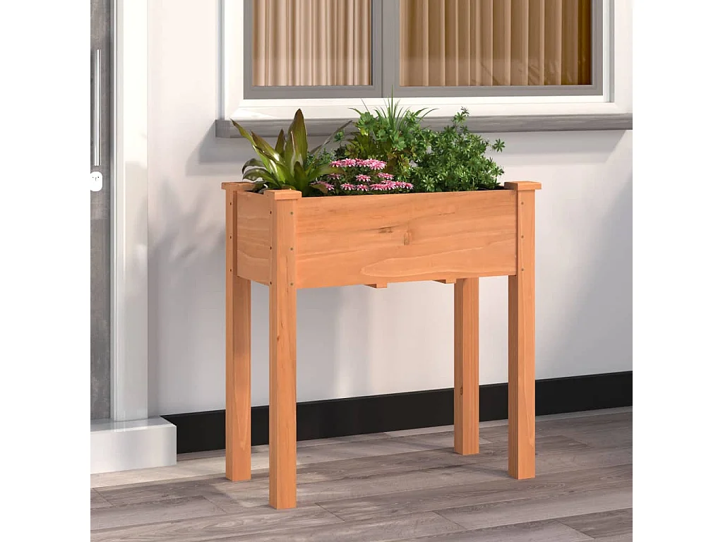 Jardinière avec doublure marron 71x37x76cm bois massif de sapin BE4574