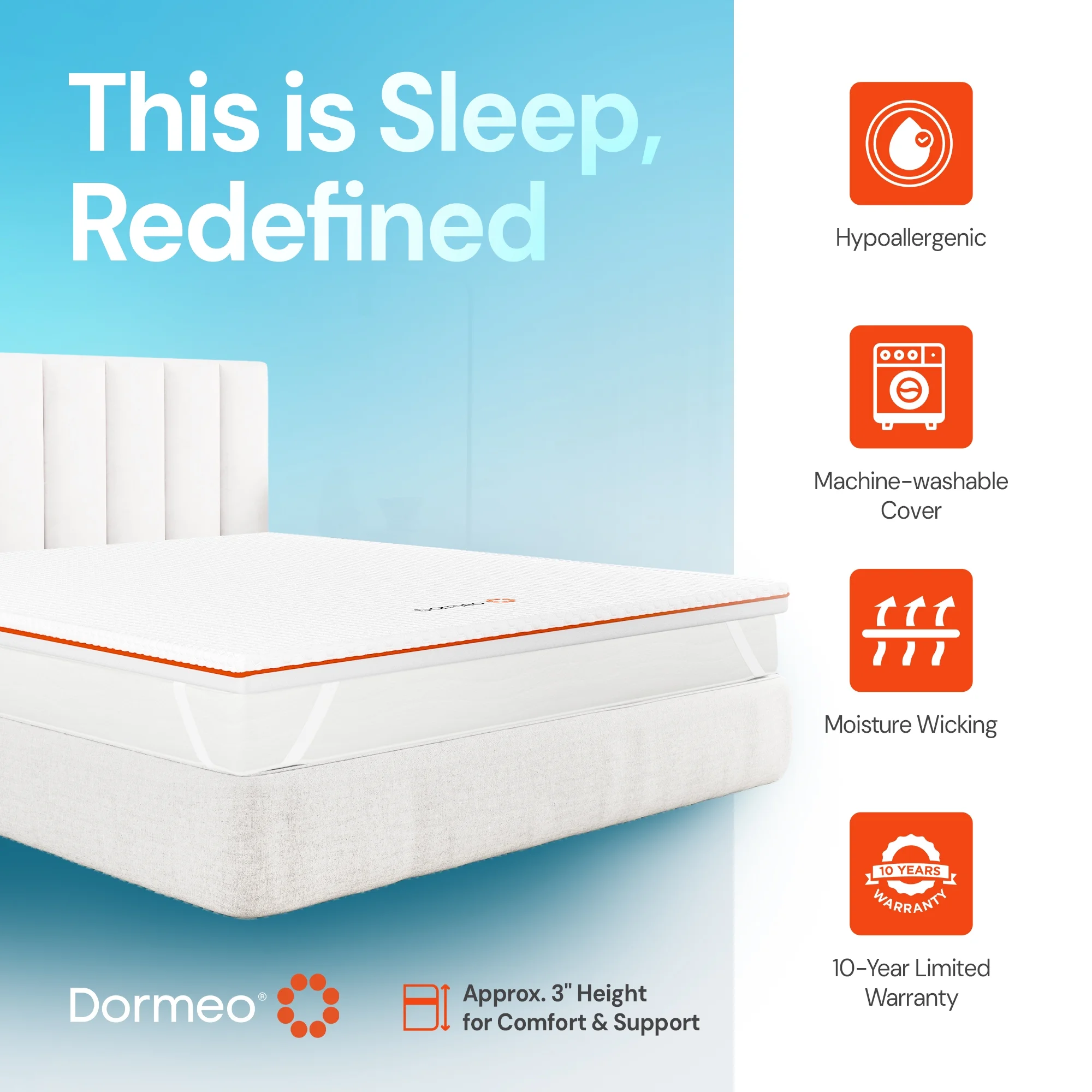 Dormeo Premium Mattress Topper Queen Bed Cooling Mattress Pad with Octaspring Technology - Image 14