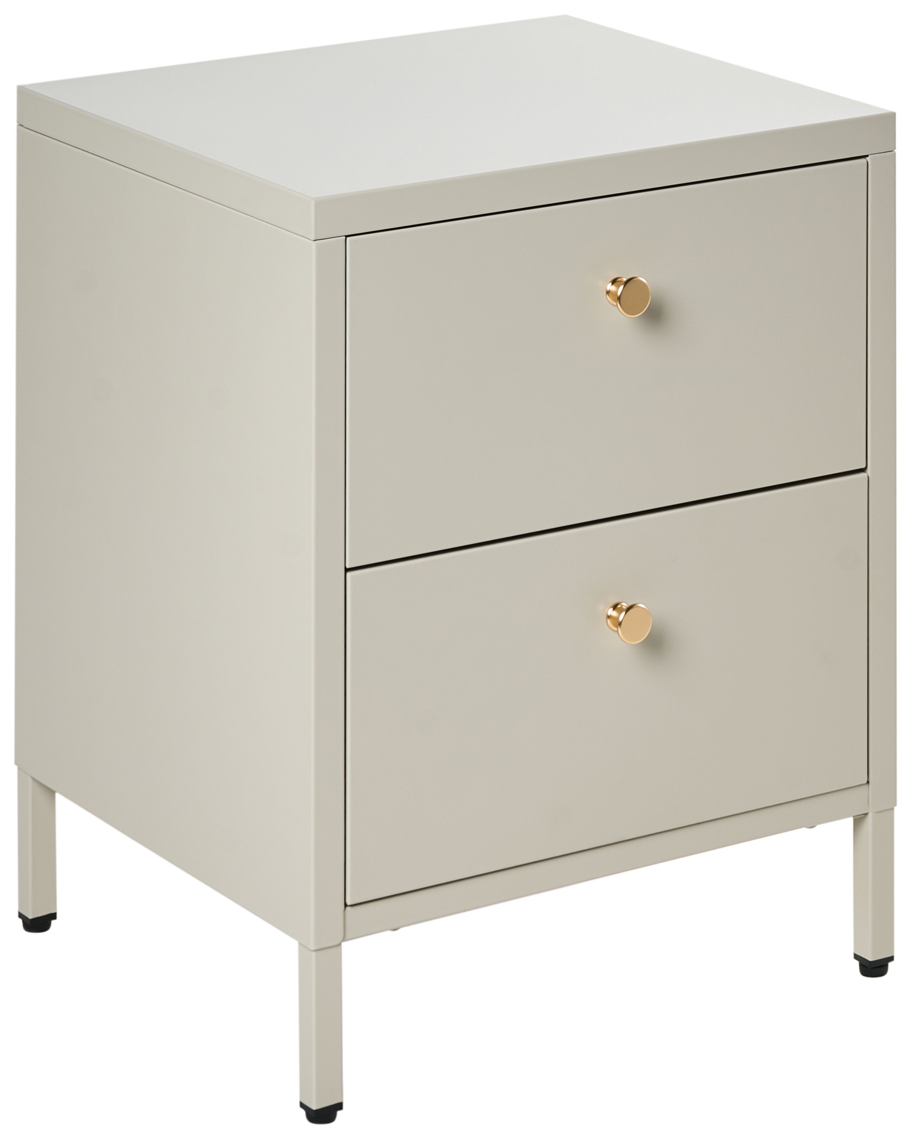 2 Drawer Bedside Table KYLEA Metal Beige
