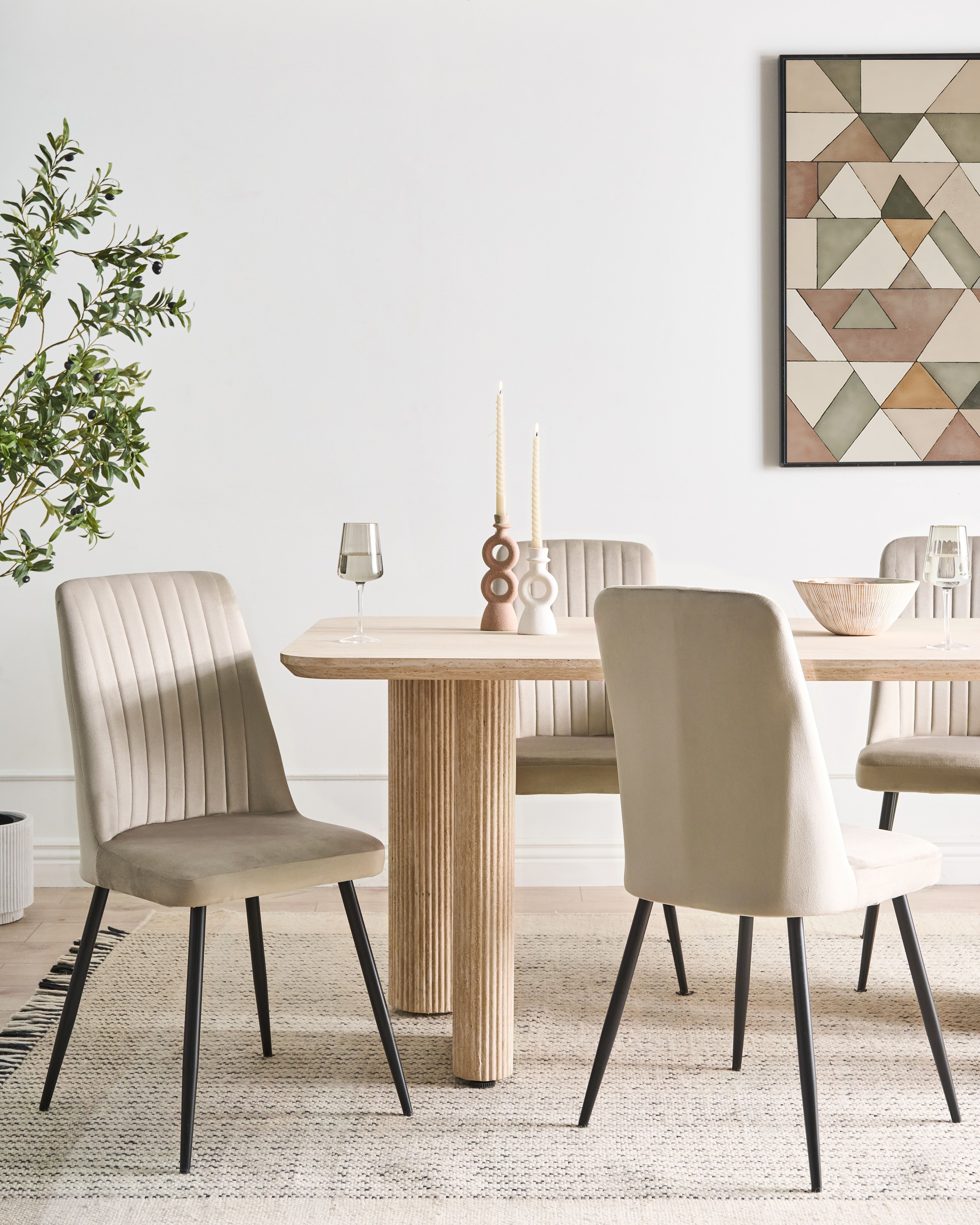 Set of 4 Dining Chairs KIRBY Velvet Beige