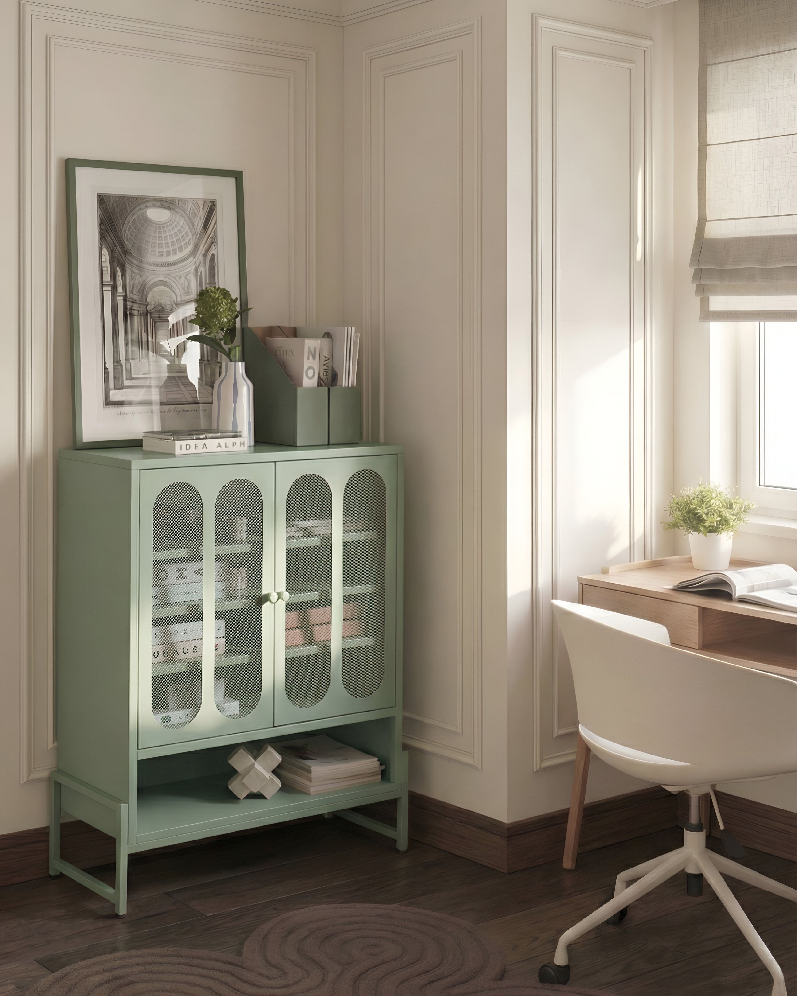 2 Door Sideboard SOLETTA Metal Mint Green
