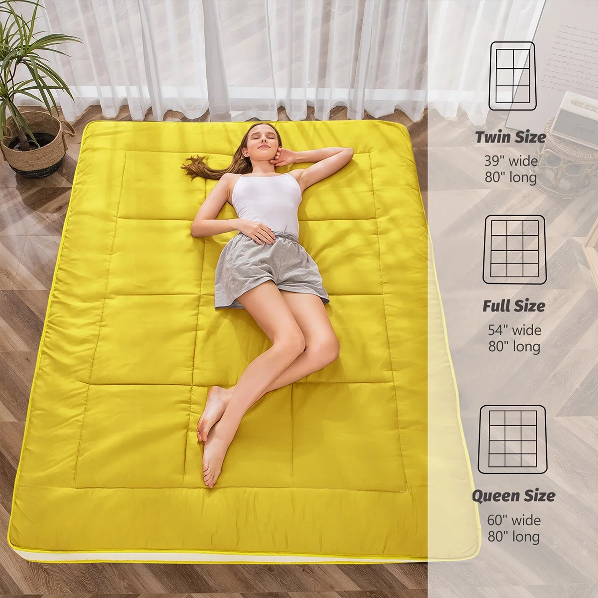 Futon Mattress, Padded Japanese Floor Mattress Quilted Bed Mattress Topper, Extra Thick Folding Sleeping Pad, Dark Grey, Twin - Image 61