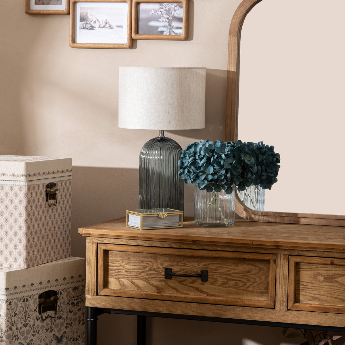 Table lamp "Mati" Glass, Blue, H.42 cm