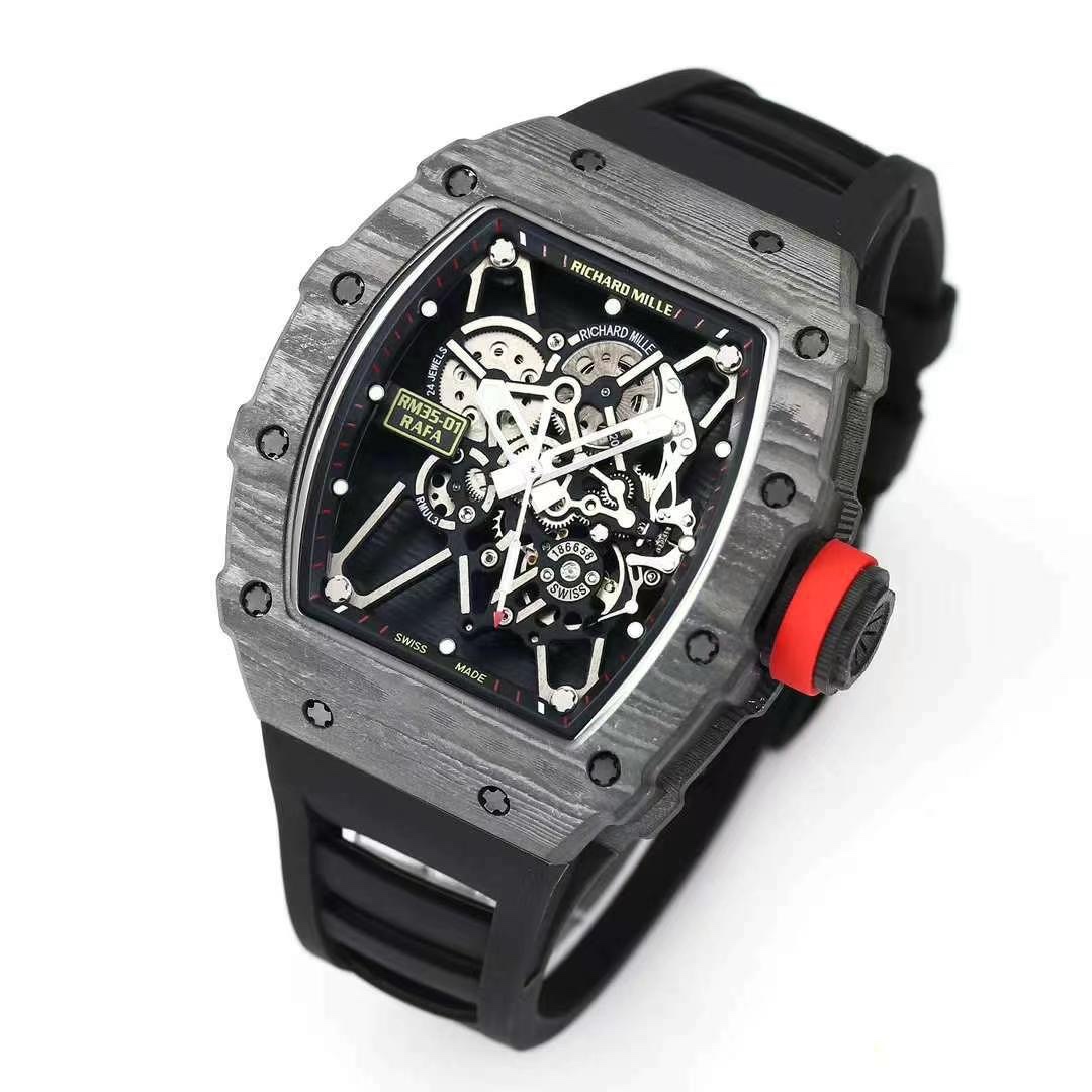 Richard Mille RM 35-01 Rafael Nadal Replica Swiss Watch �C Skeleton Dial, NTPT Carbon Case, Black Rubber Strap - Top club