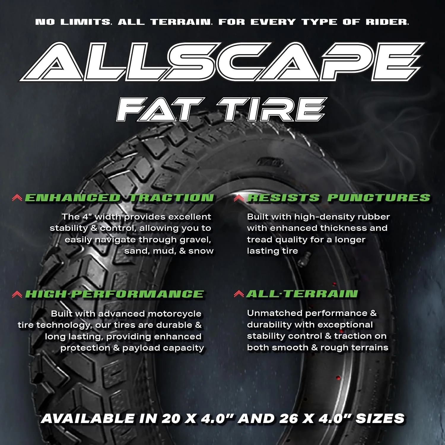 HEB ALLSCAPE Heavy Duty 20x4 Bike Tire + Tube - Includes 2 Tires for Optimal Performance - Image 9