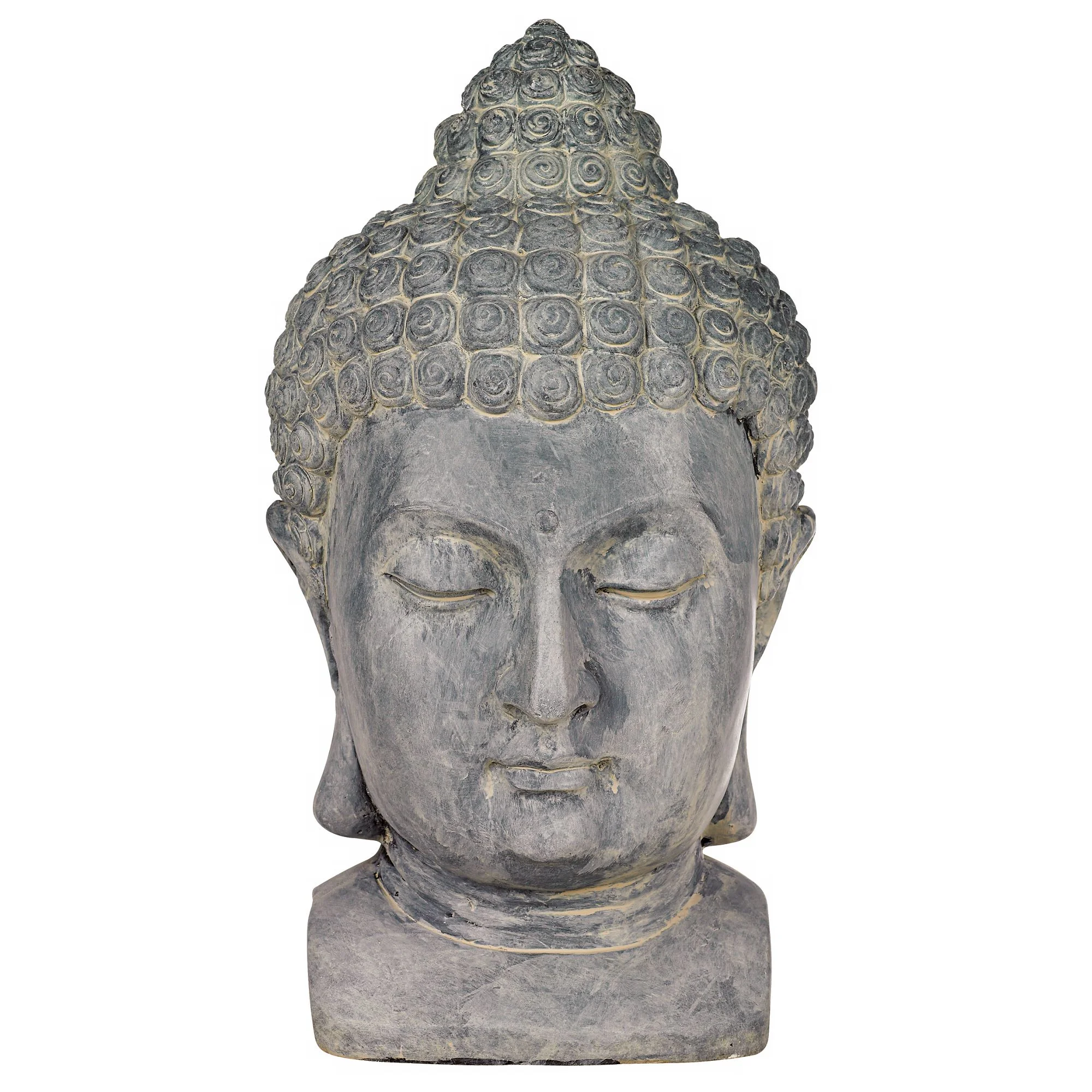 John Timberland Meditating Buddha Head Statue Sculpture Zen Asian Garden Decor Outdoor Front Porch Gray Faux Stone 18 1/2