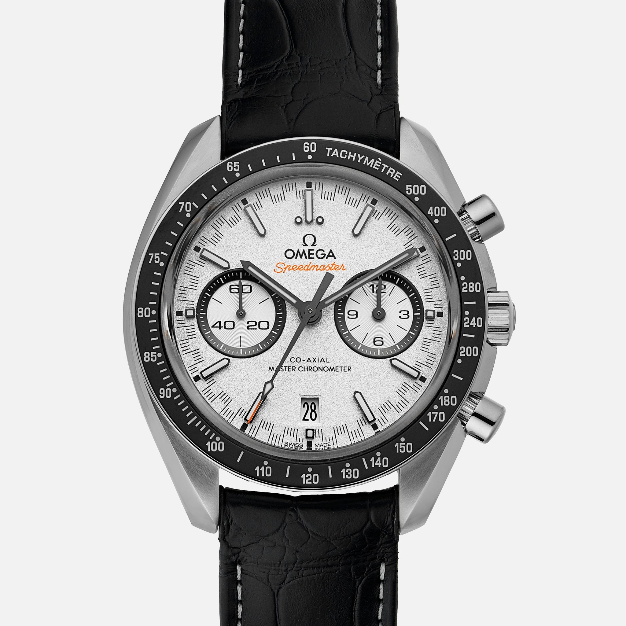 Speedmaster Racing Co-Axial Master Chronometer Chronograph 44.25mm White Dial On Strap(1:1 replica) - Top club